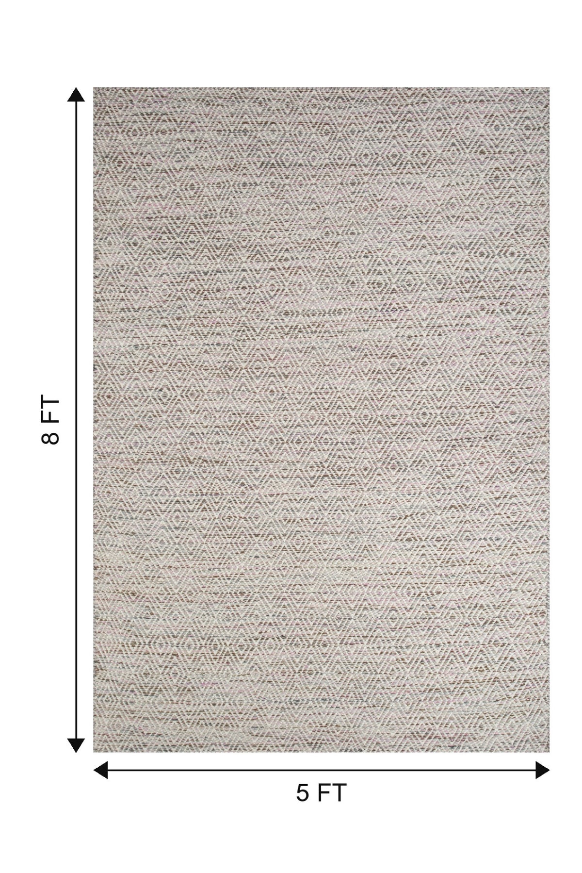 Jaipur Rugs Soft Diamond 5X8 Feet Rug| Fuchsia Purple & Snow White Hand Knotted Dhurrie Carpet For Living Room