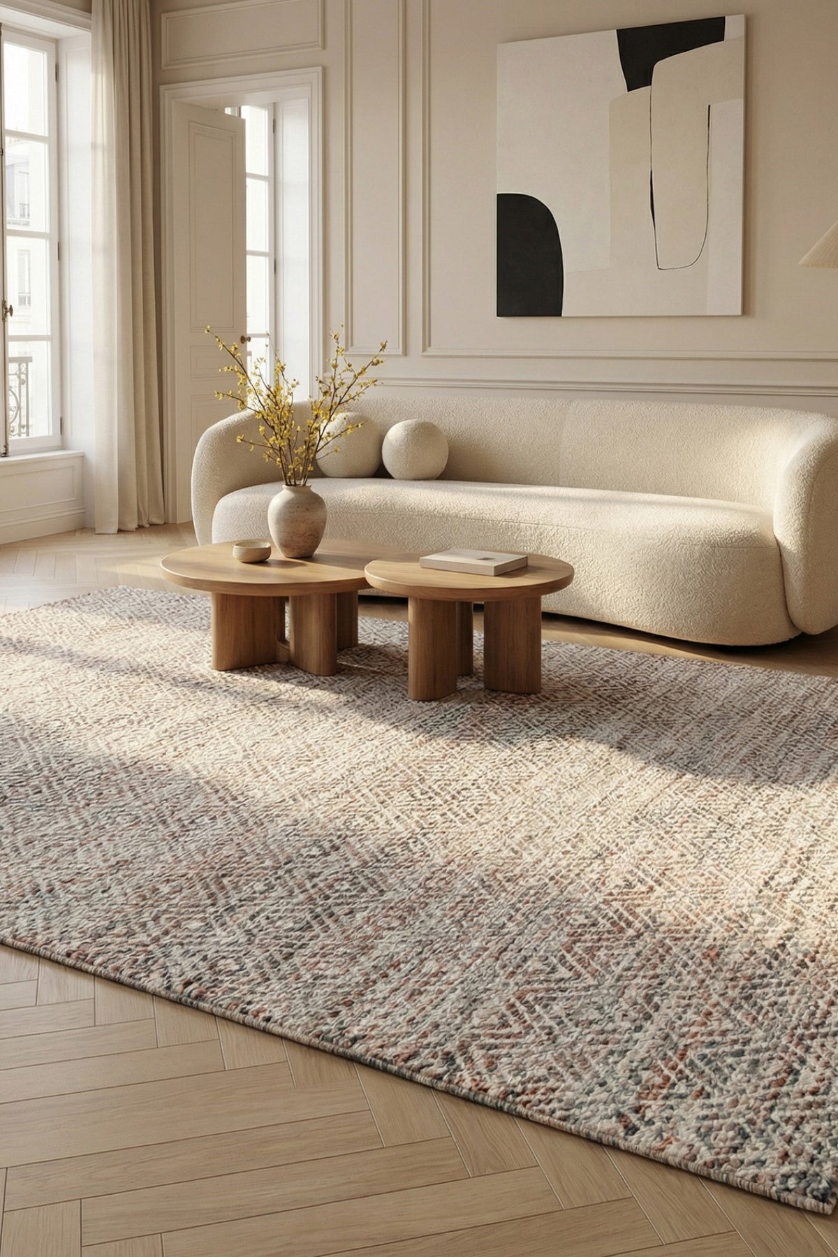 Jaipur Rugs Soft Diamond 5X8 Feet Rug| Mineral & Snow White Hand Knotted Dhurrie Carpet For Living Room