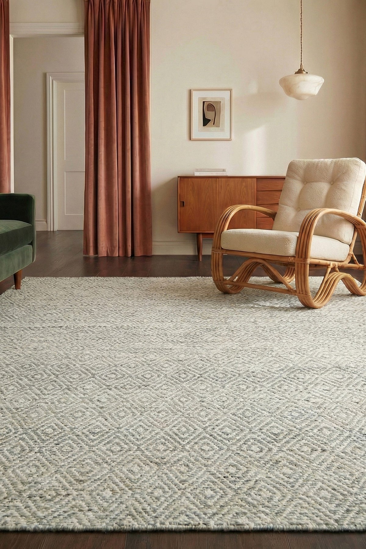 Jaipur Rugs Soft Diamond 6X9 Feet Rug| Quarry & White Hand Knotted Dhurrie Carpet For Living Room