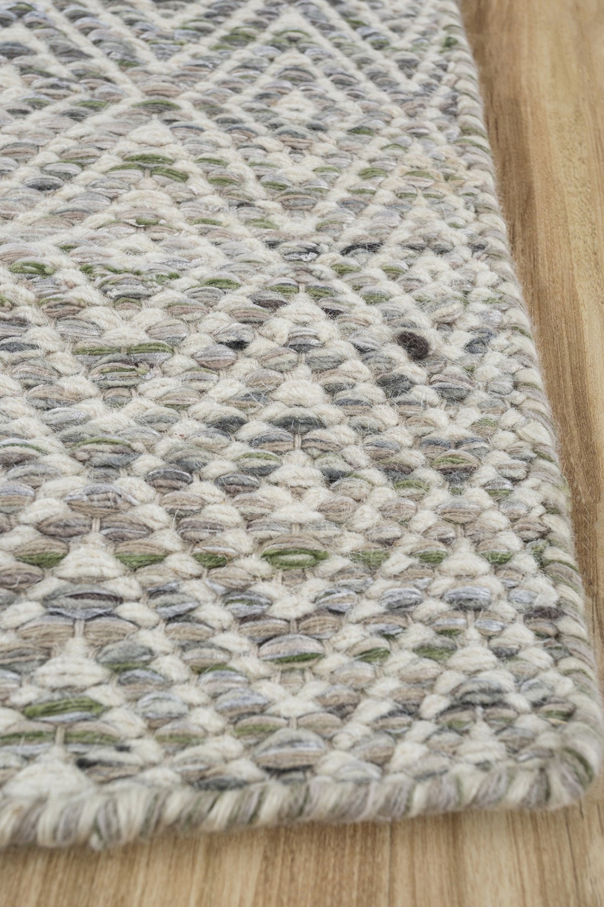 Jaipur Rugs Soft Diamond 6X9 Feet Rug| Quarry & White Hand Knotted Dhurrie Carpet For Living Room