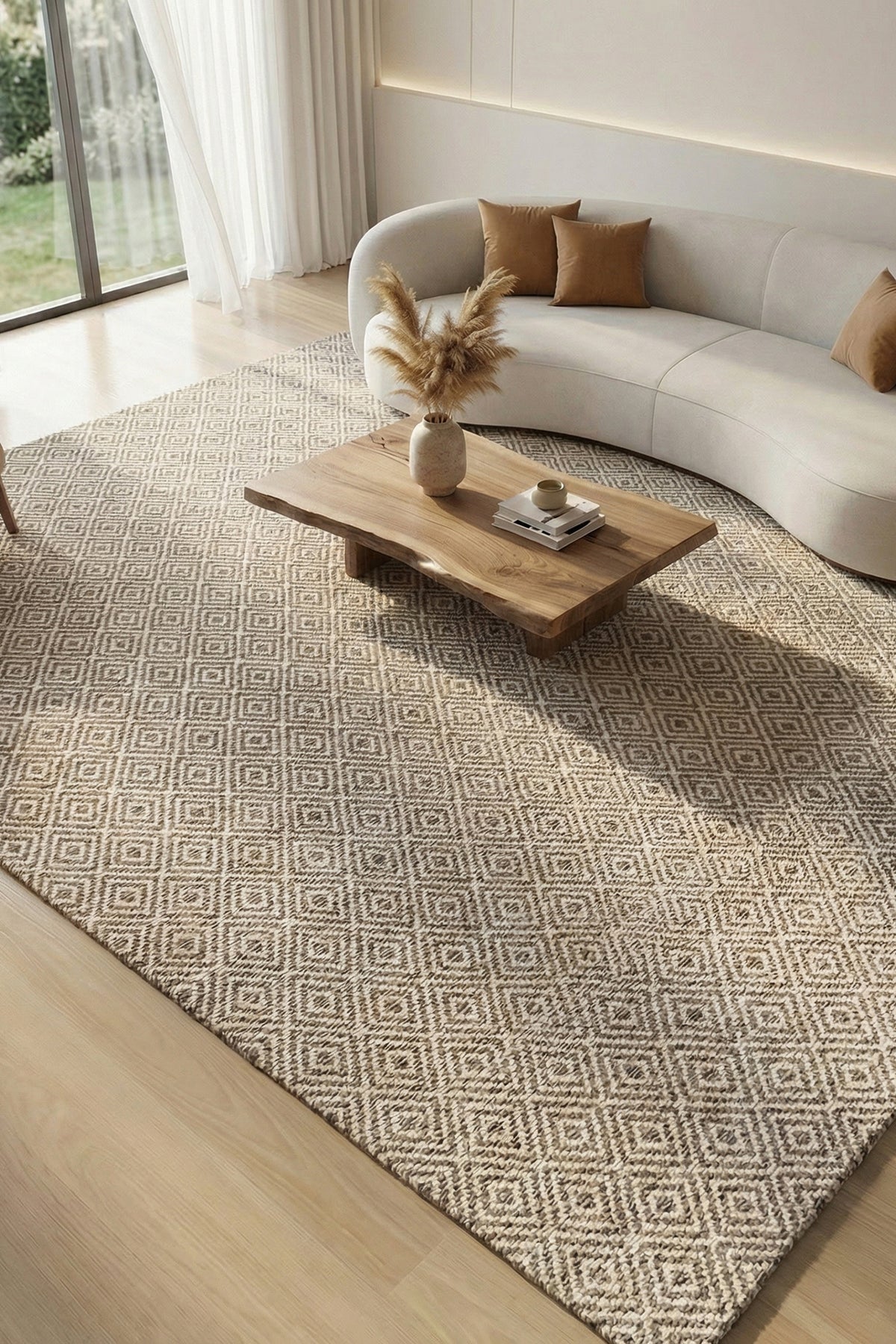 Jaipur Rugs Soft Diamond 6X9 Feet Rug| Stone Gray & Undyed White Hand Knotted Dhurrie Carpet For Living Room