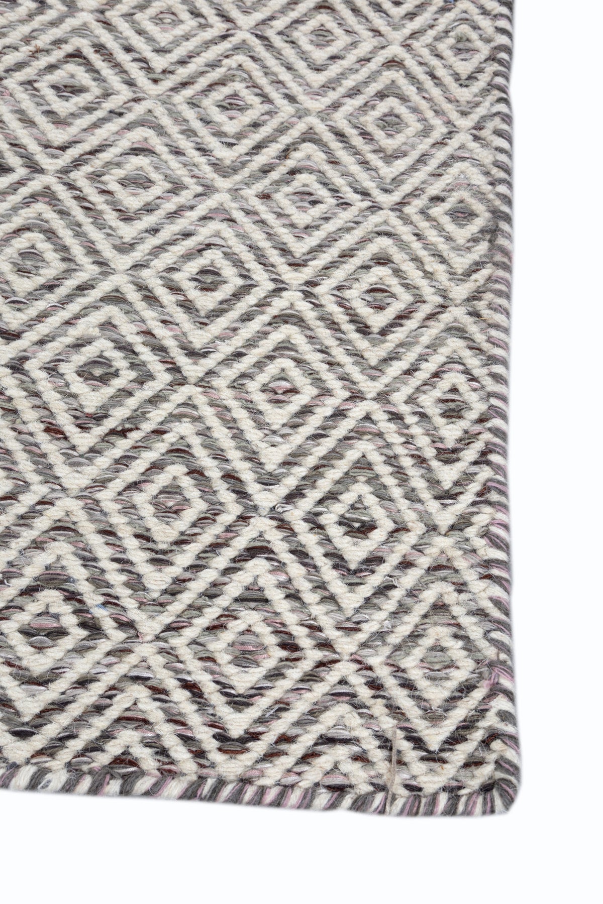 Jaipur Rugs Soft Diamond 6X9 Feet Rug| Stone Gray & Undyed White Hand Knotted Dhurrie Carpet For Living Room