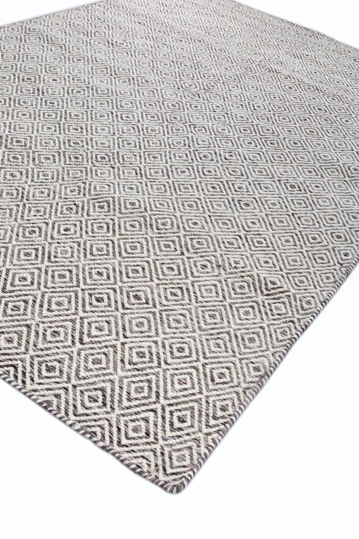 Jaipur Rugs Soft Diamond 6X9 Feet Rug| Stone Gray & Undyed White Hand Knotted Dhurrie Carpet For Living Room