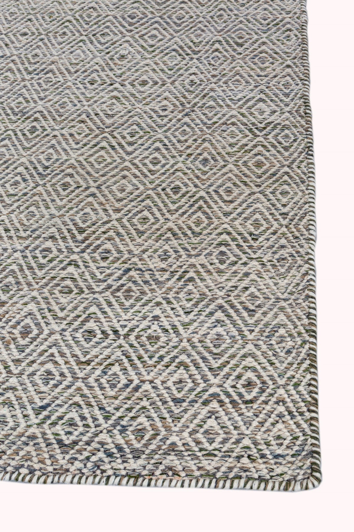 Jaipur Rugs Soft Diamond 6X9 Feet Rug| Deep Green & Undyed White Hand Knotted Dhurrie Carpet For Living Room