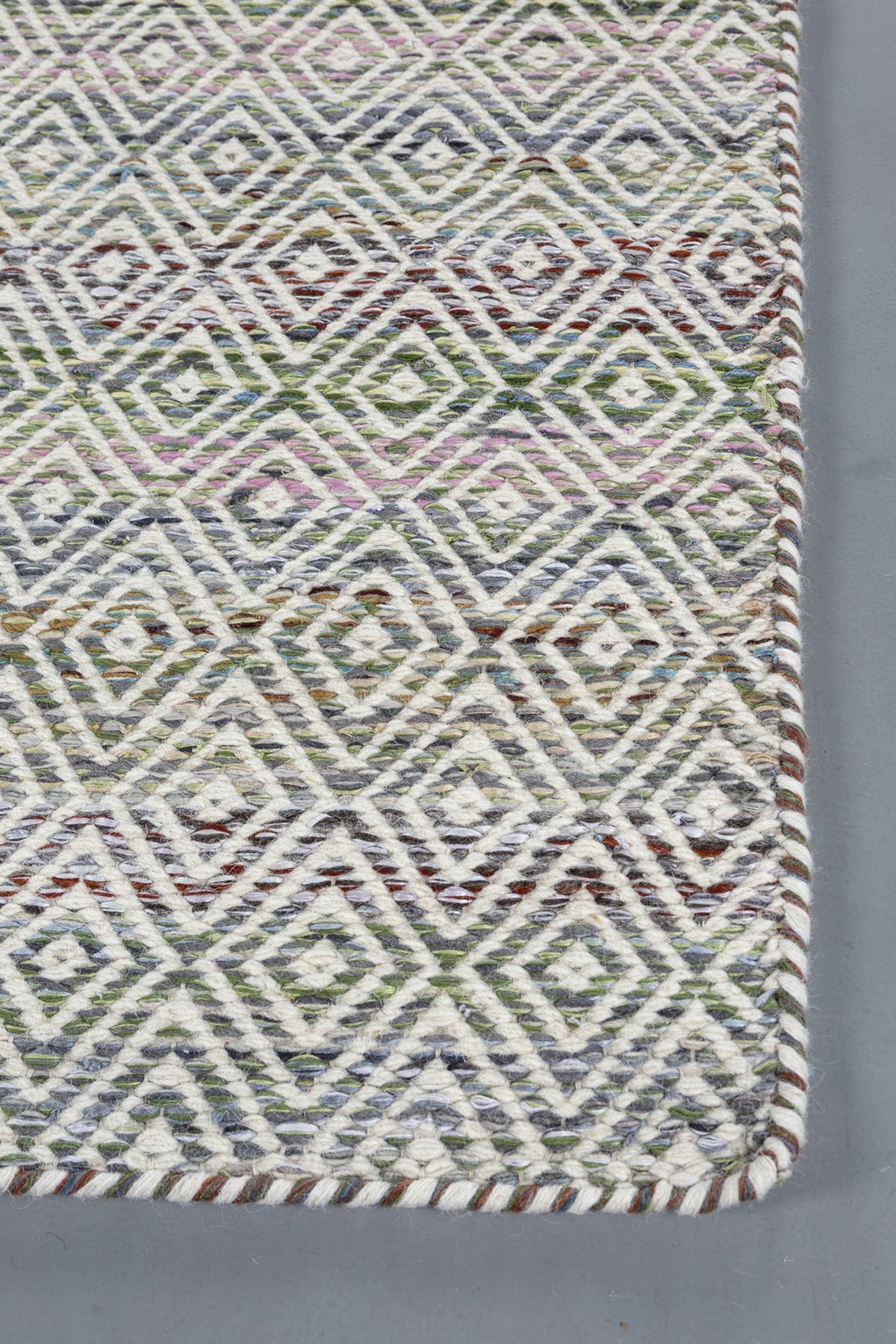 Jaipur Rugs Soft Diamond 6X9 Feet Rug| Medium Sea Green & Undyed White Hand Knotted Dhurrie Carpet For Living Room