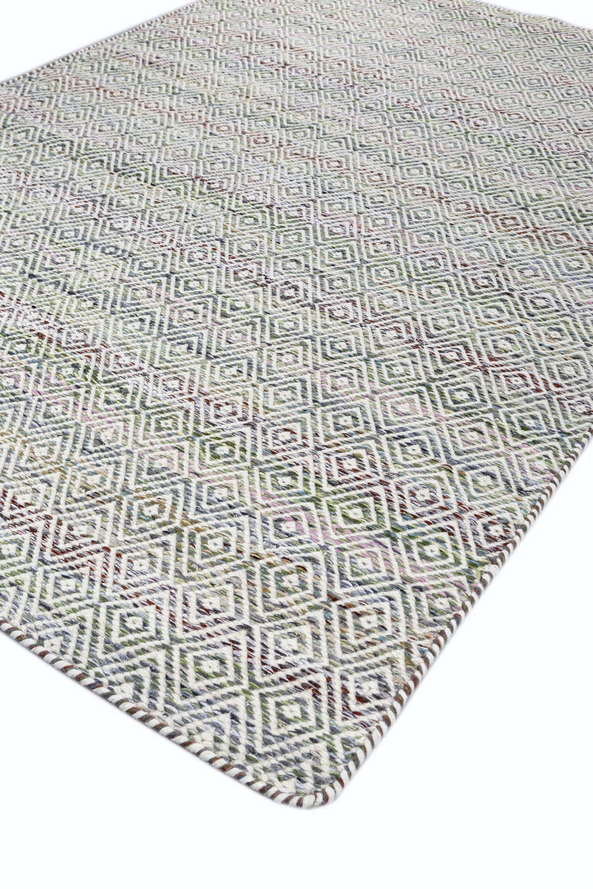 Jaipur Rugs Soft Diamond 6X9 Feet Rug| Medium Sea Green & Undyed White Hand Knotted Dhurrie Carpet For Living Room
