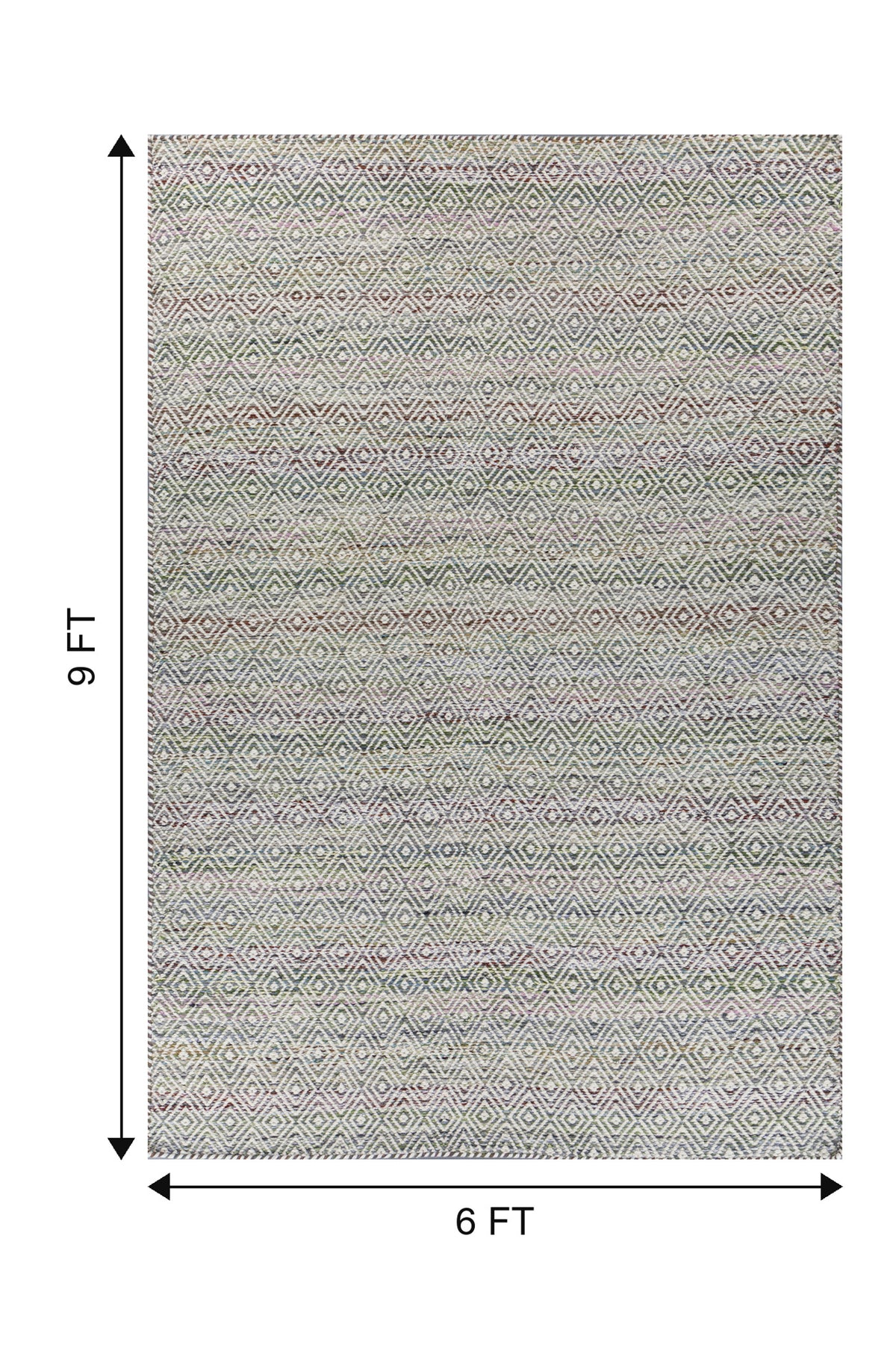 Jaipur Rugs Soft Diamond 6X9 Feet Rug| Medium Sea Green & Undyed White Hand Knotted Dhurrie Carpet For Living Room