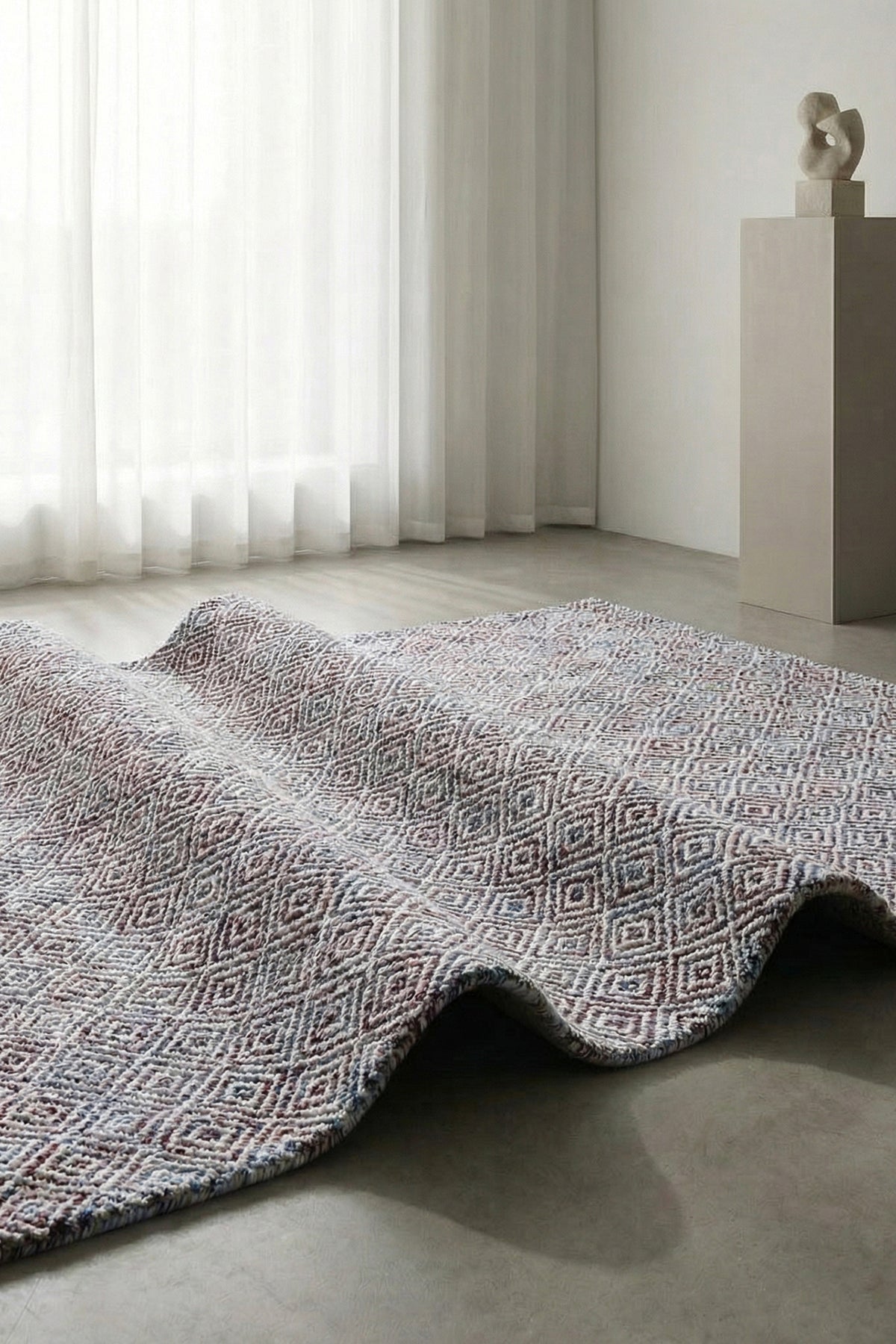 Jaipur Rugs Soft Diamond 6X9 Feet Rug| Deep Red & Undyed White Hand Knotted Dhurrie Carpet For Living Room