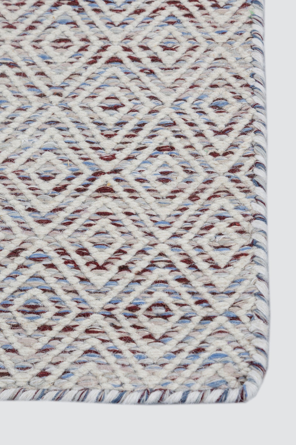 Jaipur Rugs Soft Diamond 6X9 Feet Rug| Deep Red & Undyed White Hand Knotted Dhurrie Carpet For Living Room