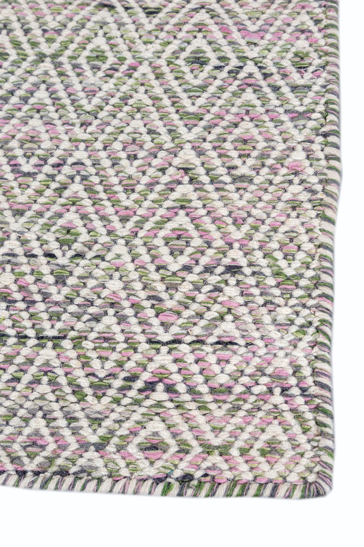 Jaipur Rugs Soft Diamond 6X9 Feet Rug| Pink & Undyed White Hand Knotted Dhurrie Carpet For Living Room