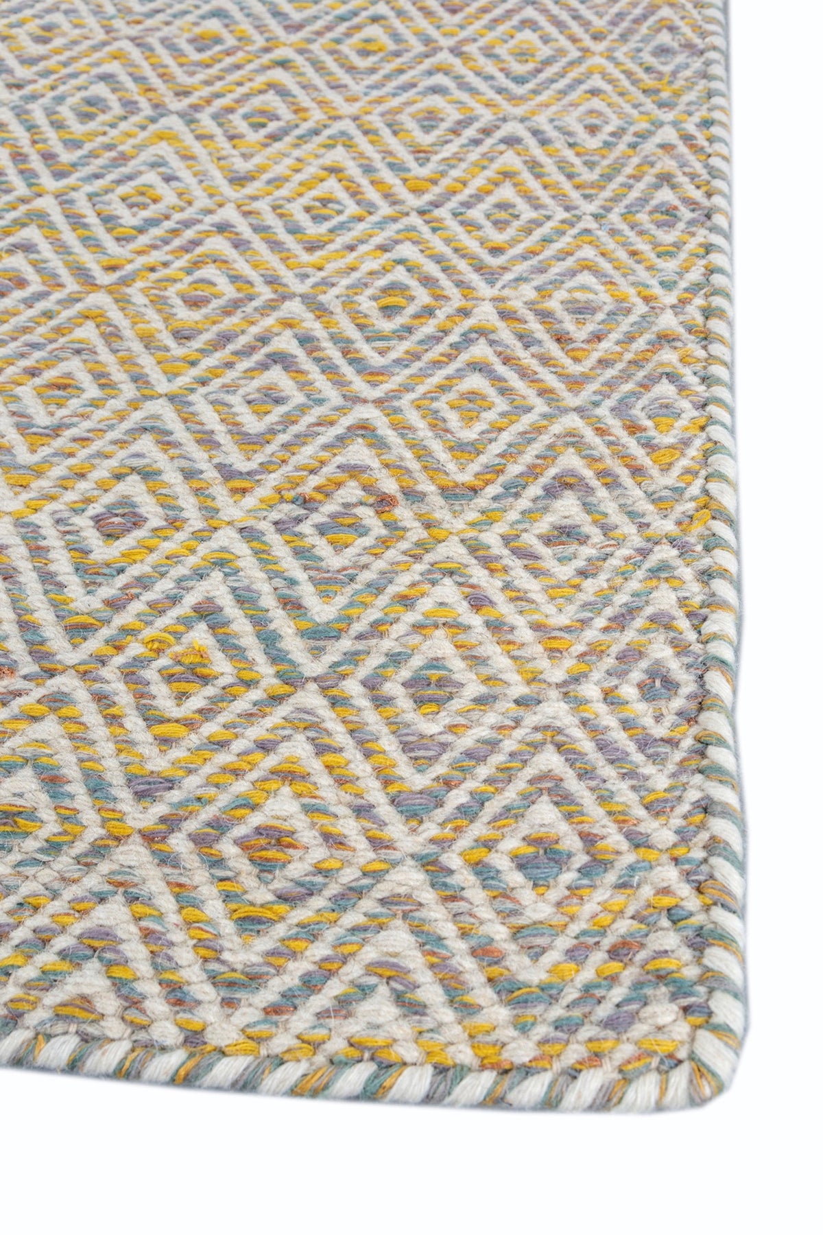Jaipur Rugs Soft Diamond 6X9 Feet Rug| Savannah Green & Undyed White Hand Knotted Dhurrie Carpet For Living Room