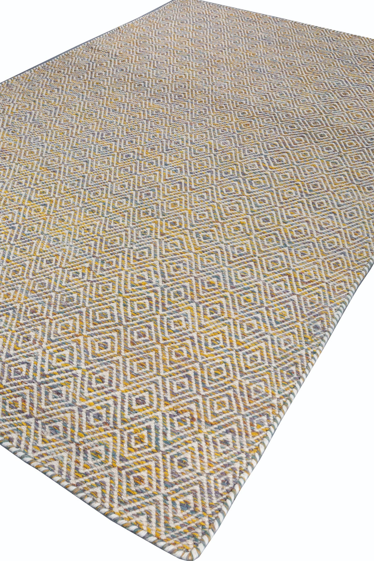 Jaipur Rugs Soft Diamond 6X9 Feet Rug| Savannah Green & Undyed White Hand Knotted Dhurrie Carpet For Living Room