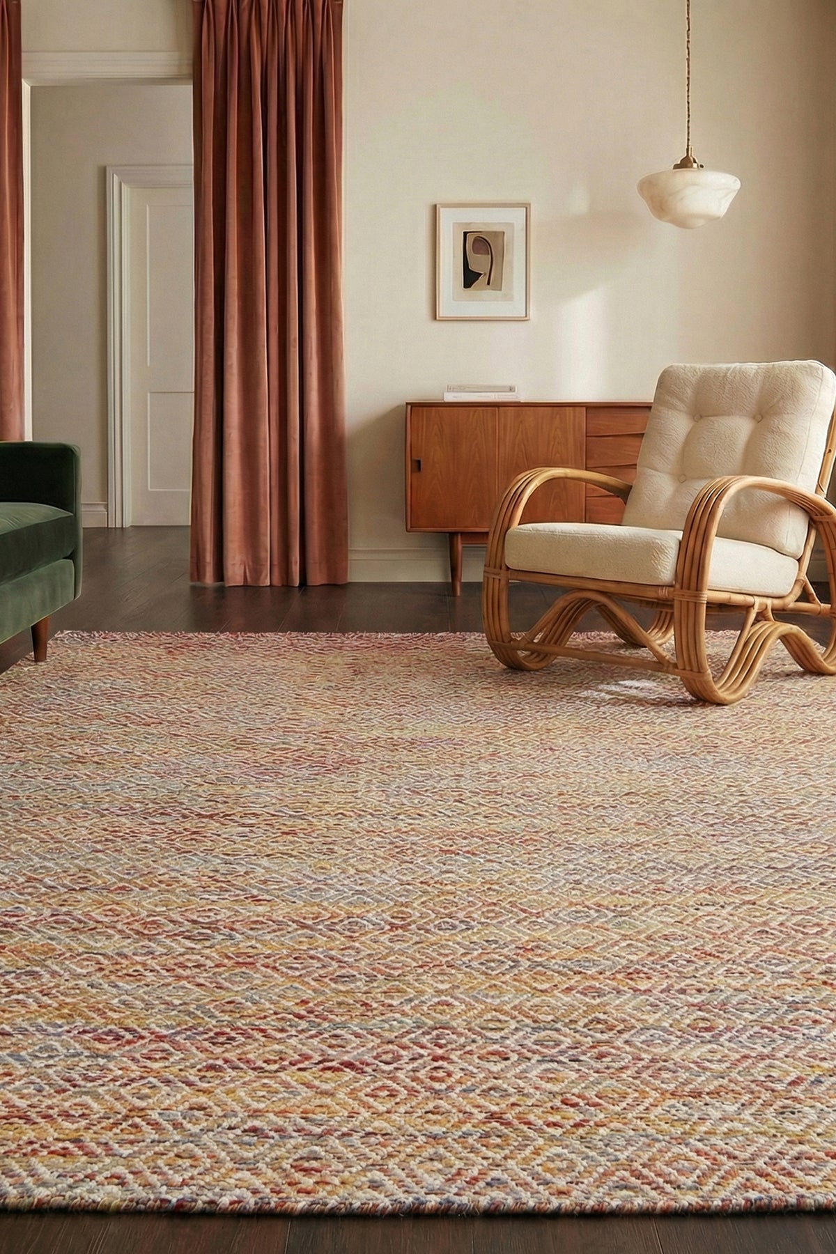 Jaipur Rugs Soft Diamond 6X9 Feet Rug| Saffron & Undyed White Hand Knotted Dhurrie Carpet For Living Room