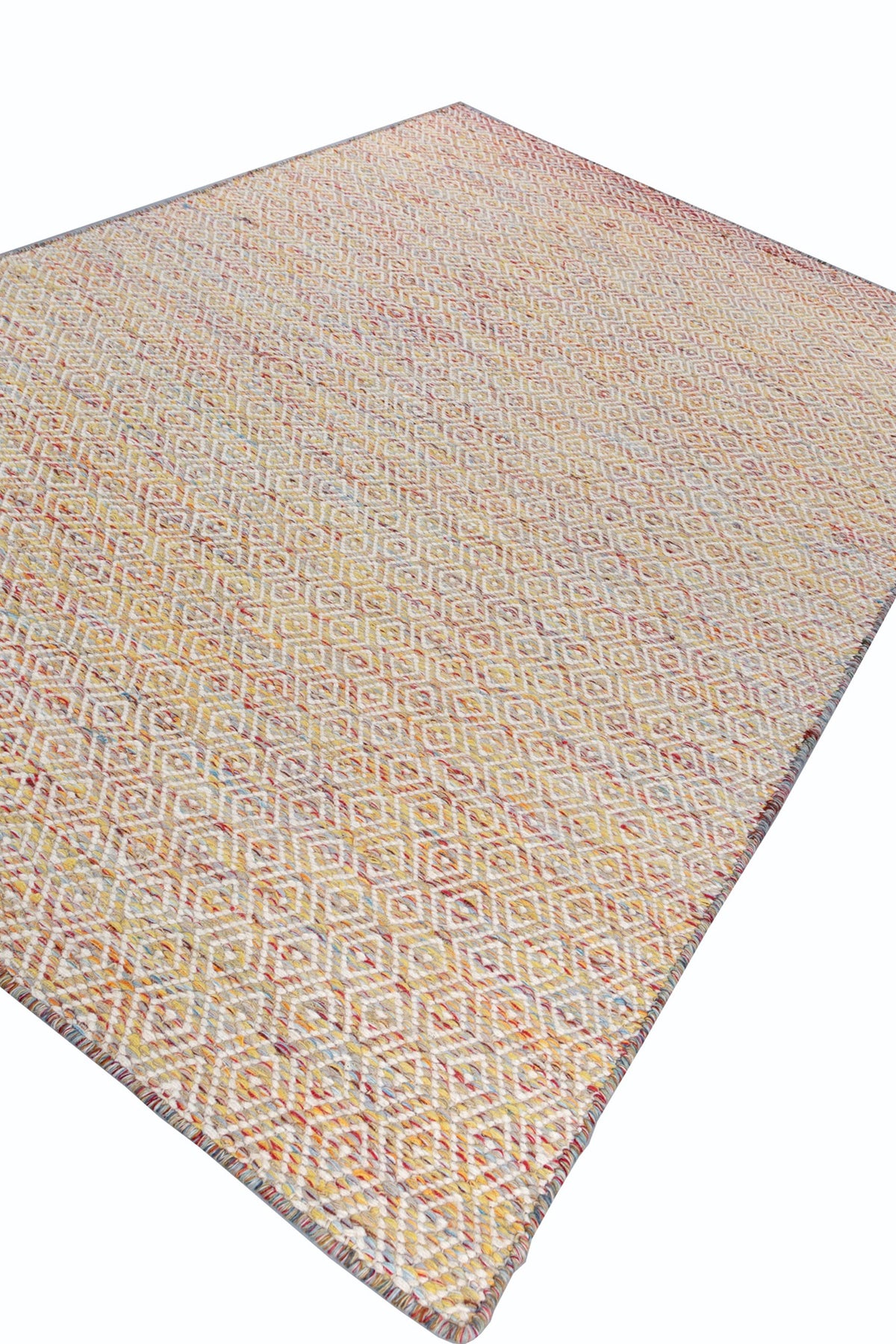 Jaipur Rugs Soft Diamond 6X9 Feet Rug| Saffron & Undyed White Hand Knotted Dhurrie Carpet For Living Room