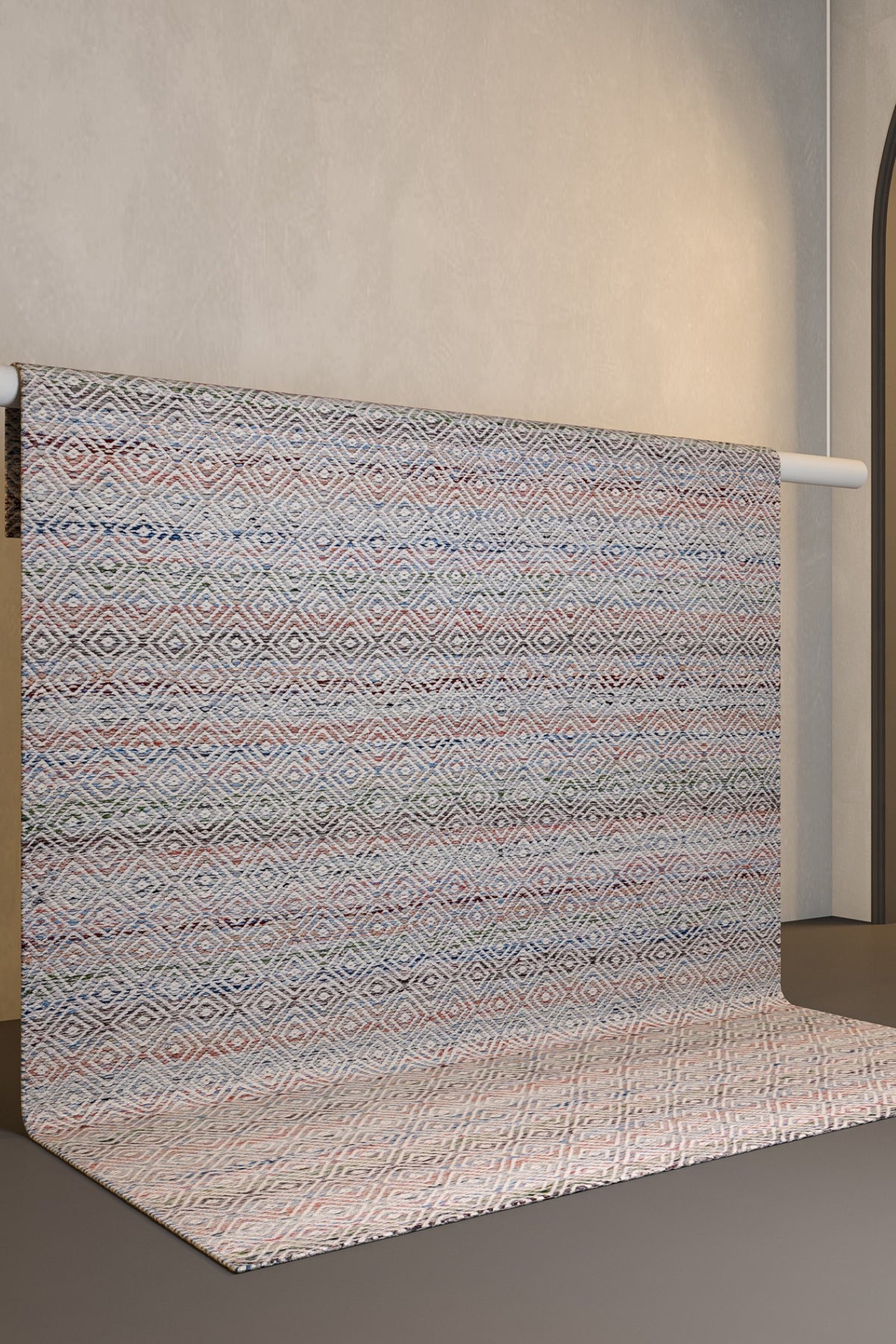 Jaipur Rugs Soft Diamond 6X9 Feet Rug| Ocean Blue & Undyed White Hand Knotted Dhurrie Carpet For Living Room