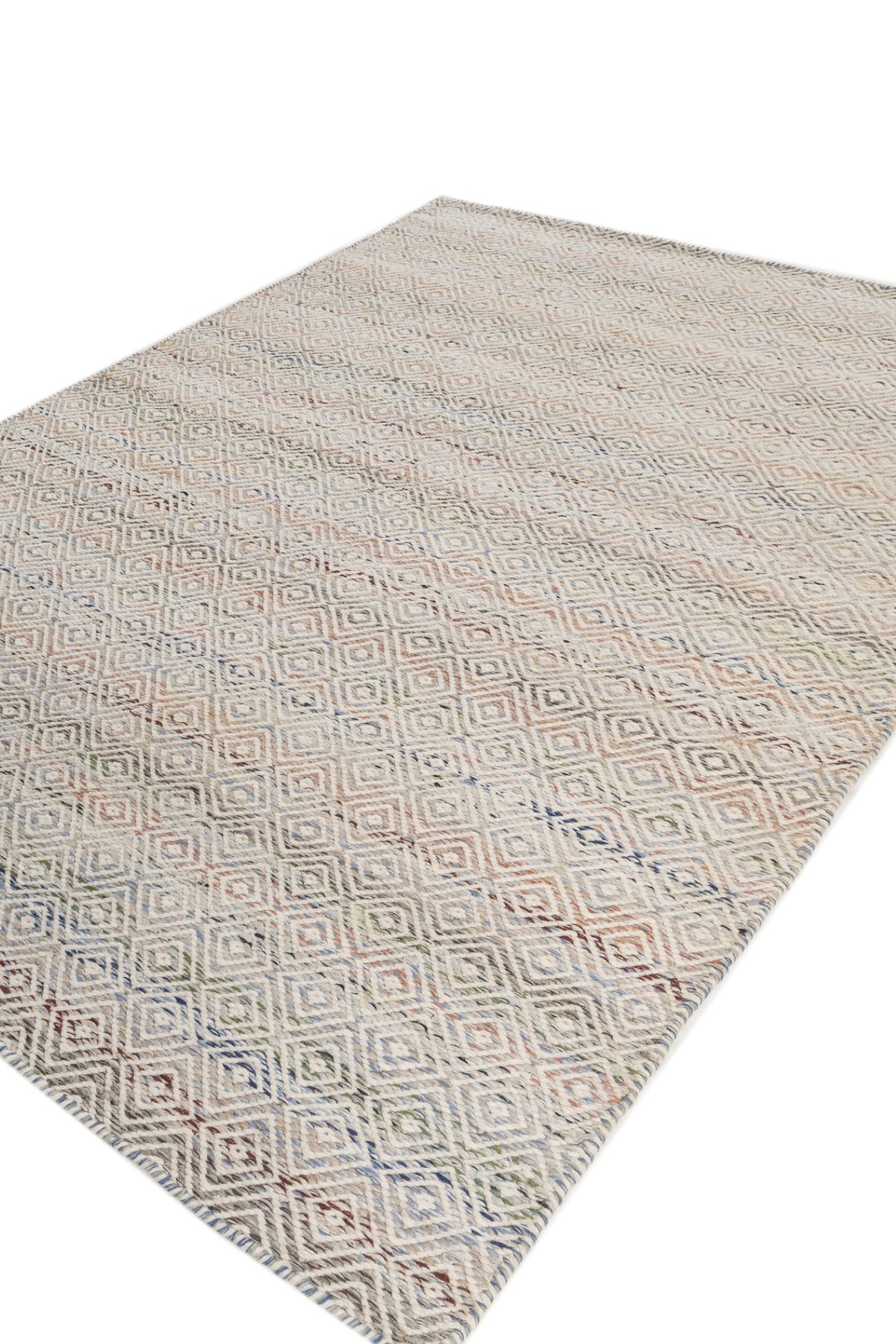 Jaipur Rugs Soft Diamond 6X9 Feet Rug| Ocean Blue & Undyed White Hand Knotted Dhurrie Carpet For Living Room