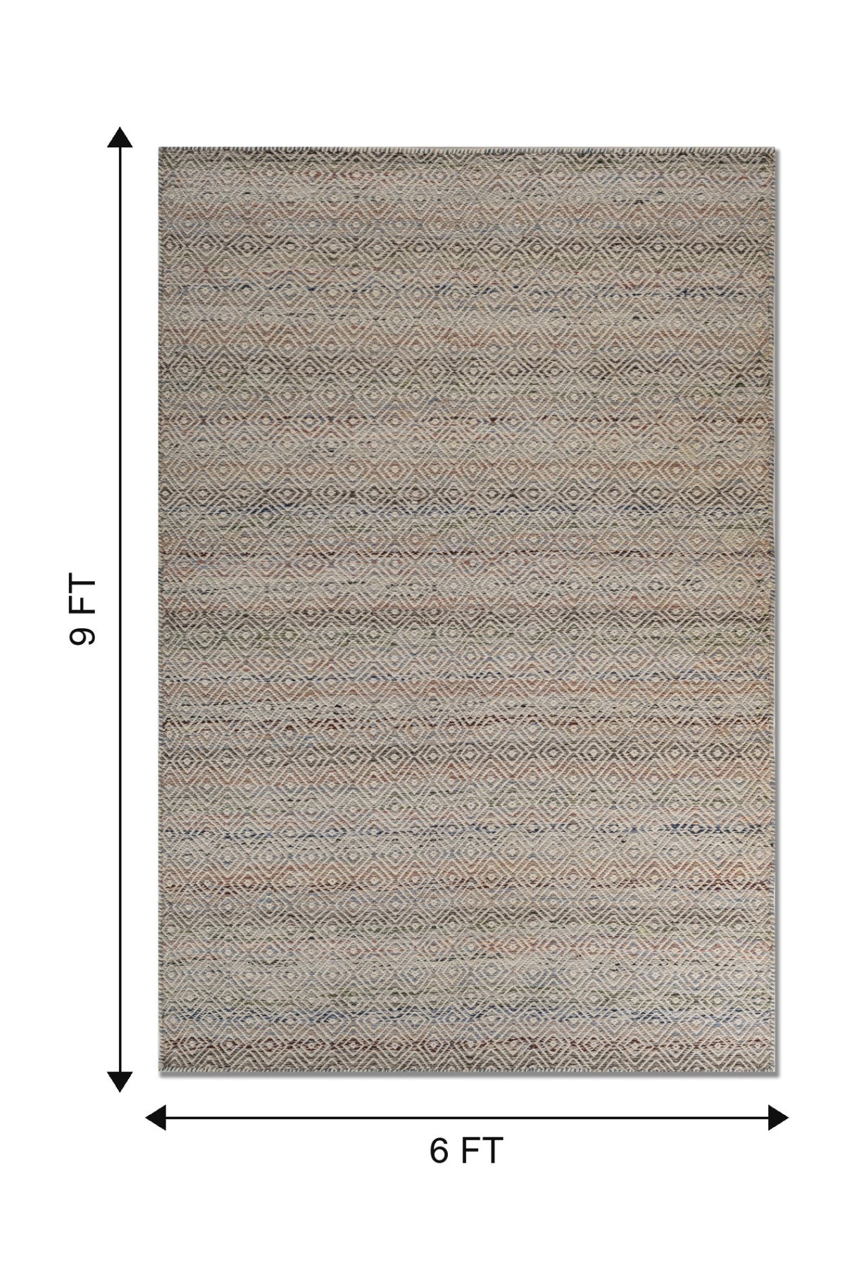 Jaipur Rugs Soft Diamond 6X9 Feet Rug| Ocean Blue & Undyed White Hand Knotted Dhurrie Carpet For Living Room