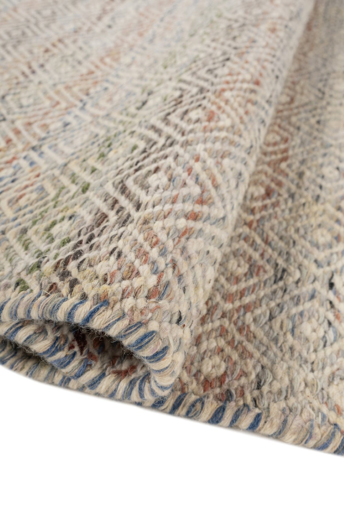 Jaipur Rugs Soft Diamond 6X9 Feet Rug| Ocean Blue & Undyed White Hand Knotted Dhurrie Carpet For Living Room