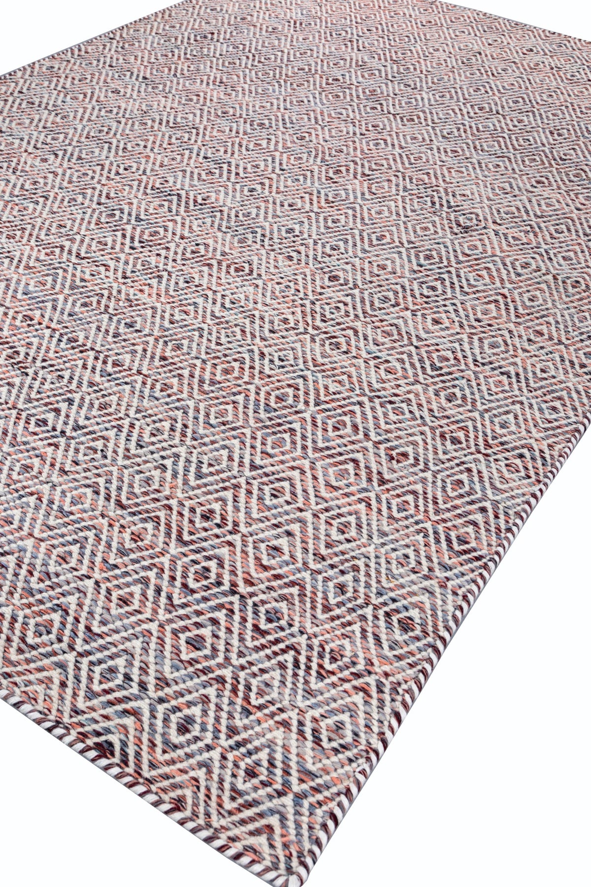 Jaipur Rugs Soft Diamond 6X9 Feet Rug| Tea Rose & Undyed White Hand Knotted Dhurrie Carpet For Living Room