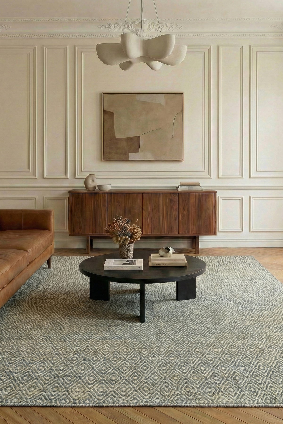 Jaipur Rugs Soft Diamond 6X9 Feet Rug| Silica Grey & Snow White Hand Knotted Dhurrie Carpet For Living Room