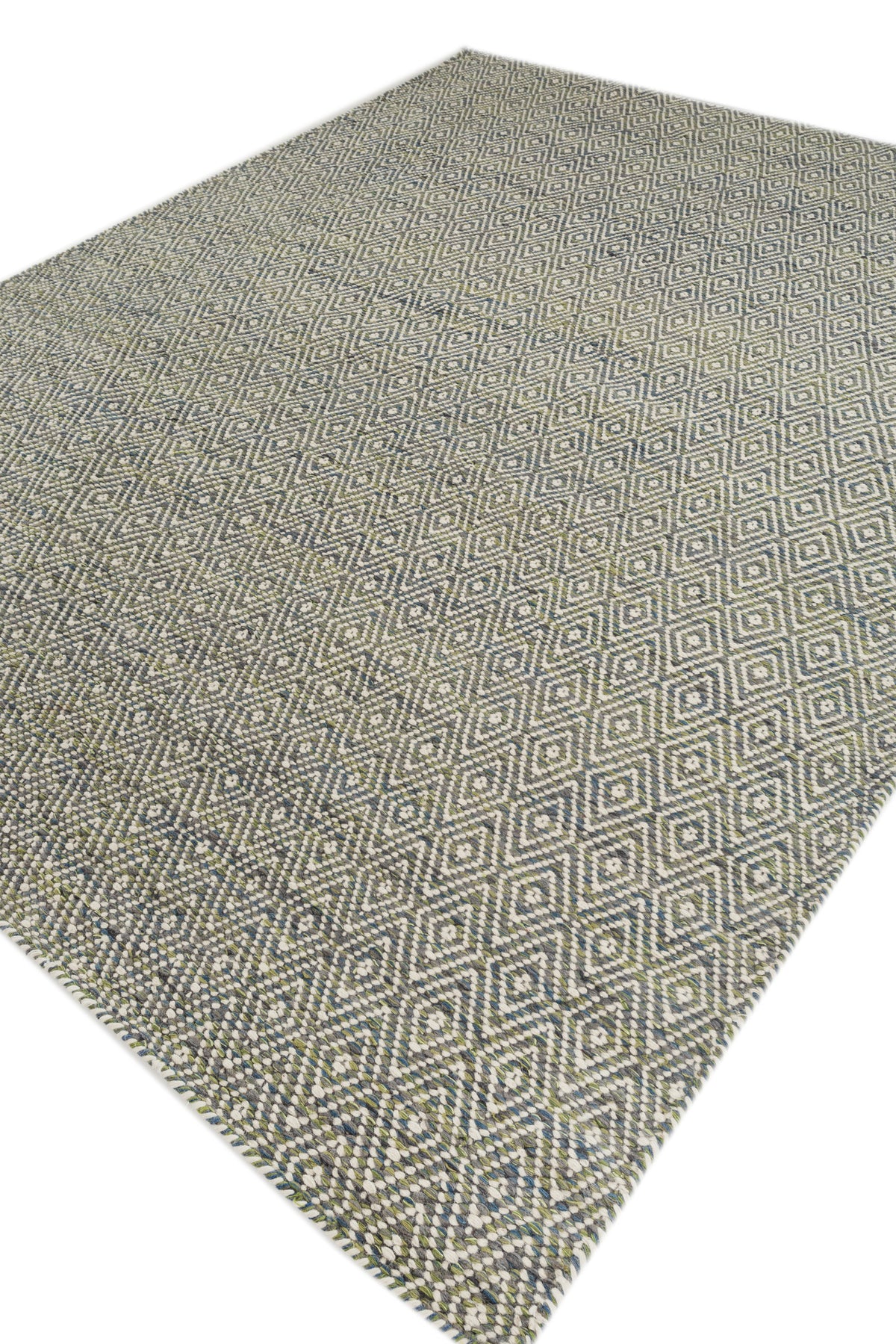 Jaipur Rugs Soft Diamond 6X9 Feet Rug| Silica Grey & Snow White Hand Knotted Dhurrie Carpet For Living Room