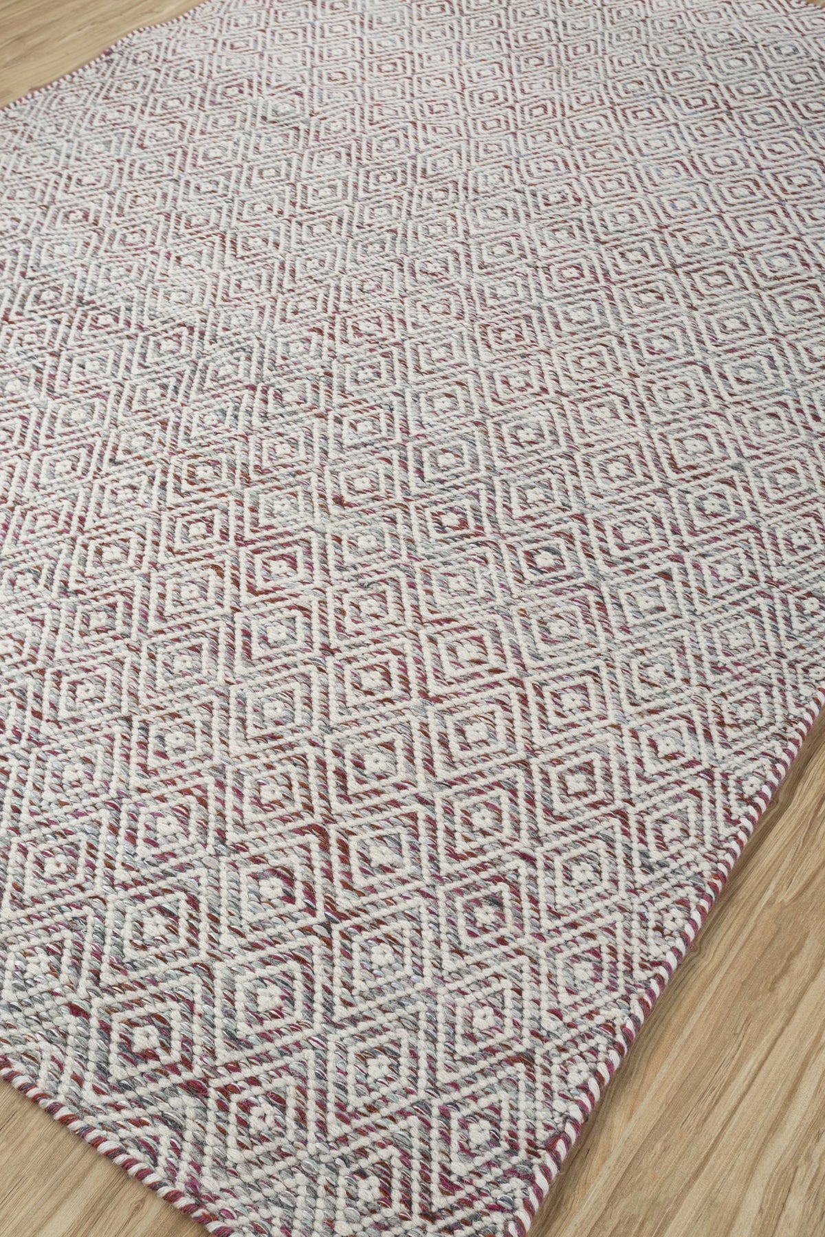Jaipur Rugs Soft Diamond 6X9 Feet Rug| Mineral & Velvet Red Hand Knotted Dhurrie Carpet For Living Room