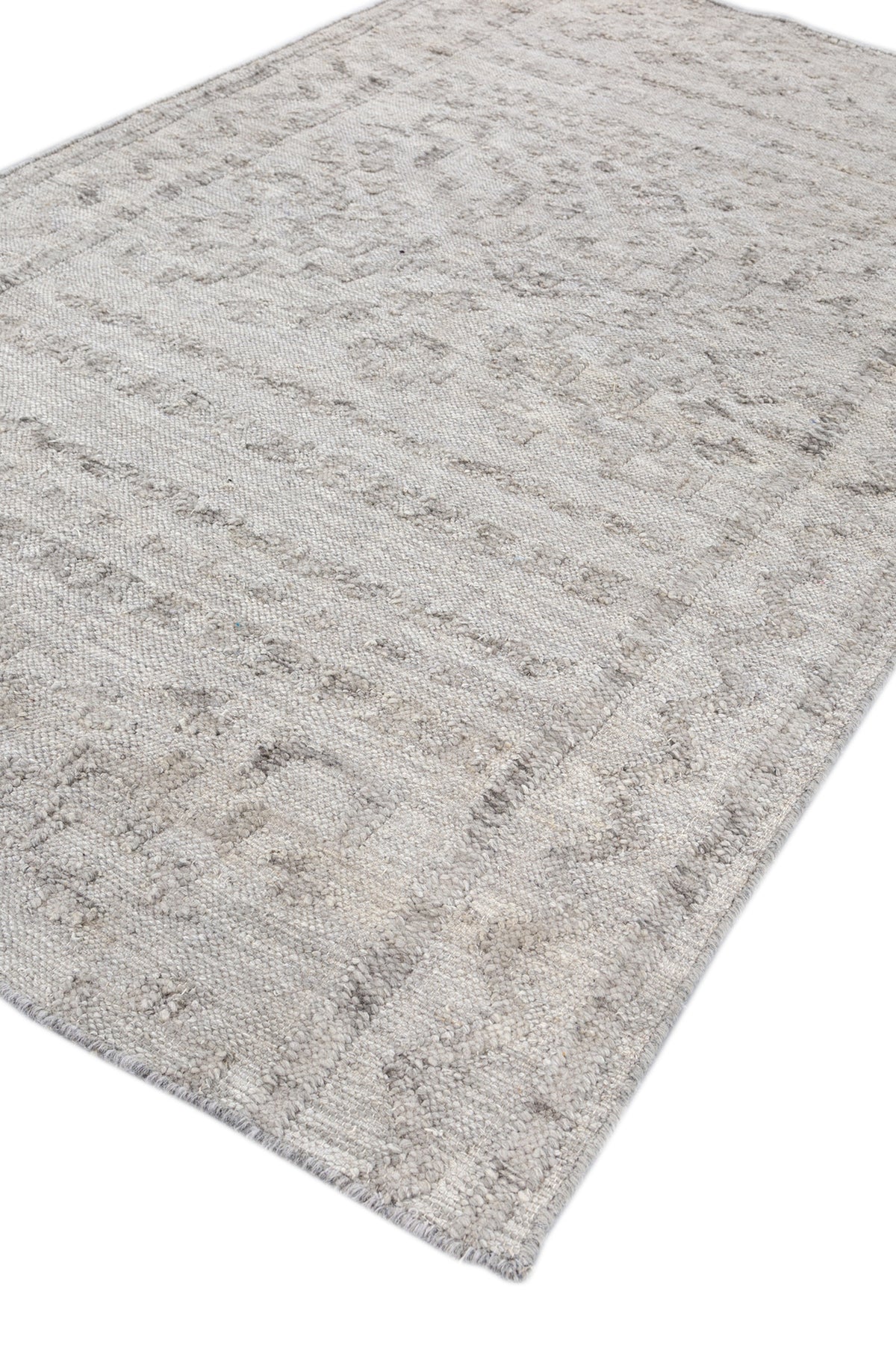 Jaipur Rugs Soft Textured Geomatric 5X8 Feet Rug| Classic Gray & Charcoal Slate Hand Knotted Dhurrie Carpet For Living Room