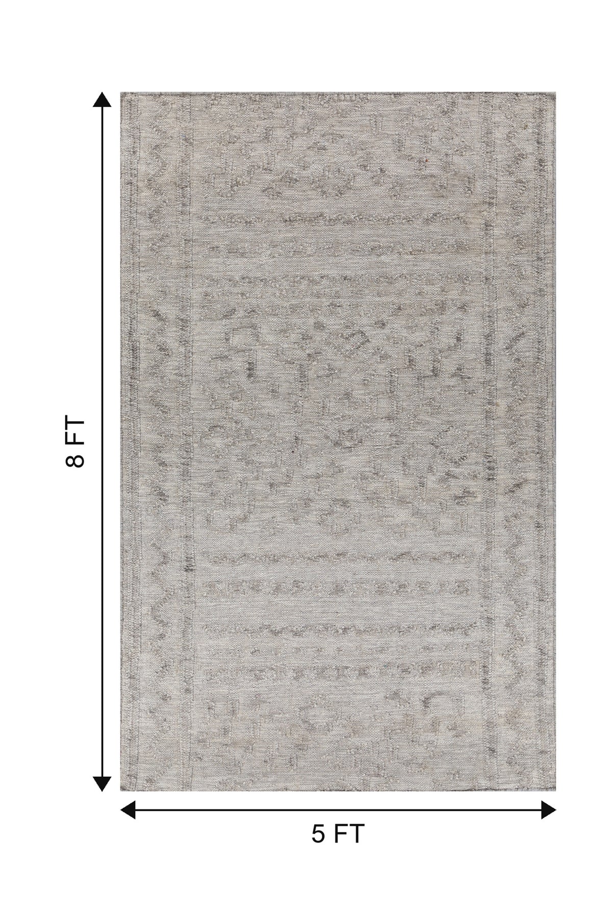 Jaipur Rugs Soft Textured Geomatric 5X8 Feet Rug| Classic Gray & Charcoal Slate Hand Knotted Dhurrie Carpet For Living Room