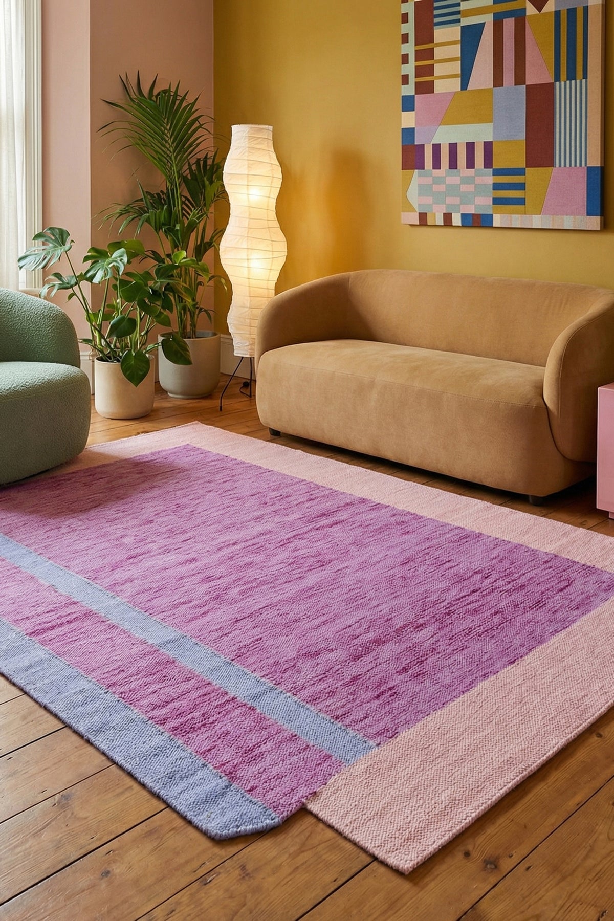 Jaipur Rugs Soft SOLID 6X9 Feet Rug| Burnished Lilac & Pink Tint Hand Knotted Dhurrie Carpet For Living Room