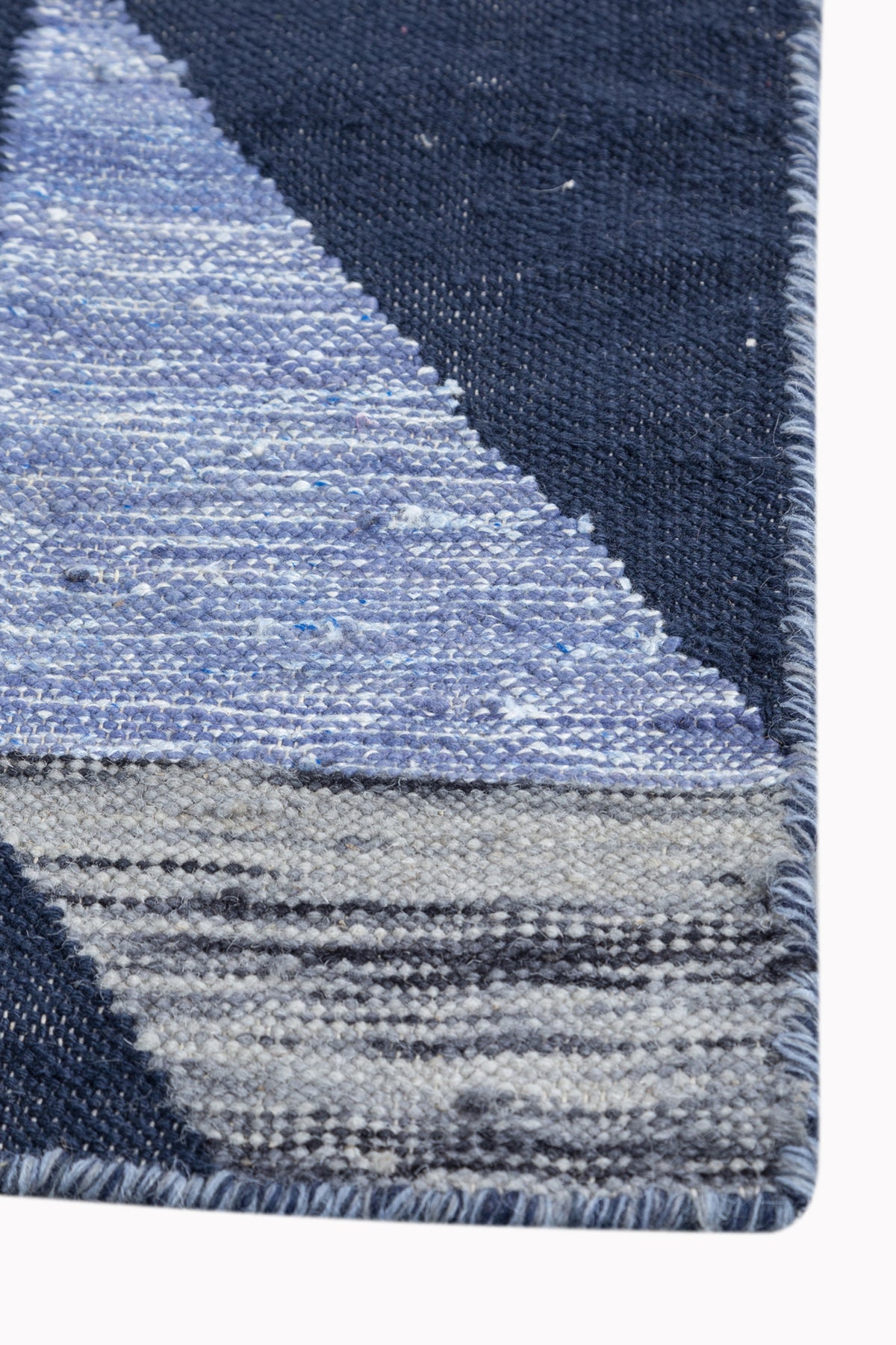 Jaipur Rugs Soft Ikat 5X8 Feet Rug| Smoke Blue & Medieval Blue Hand Knotted Dhurrie Carpet For Living Room