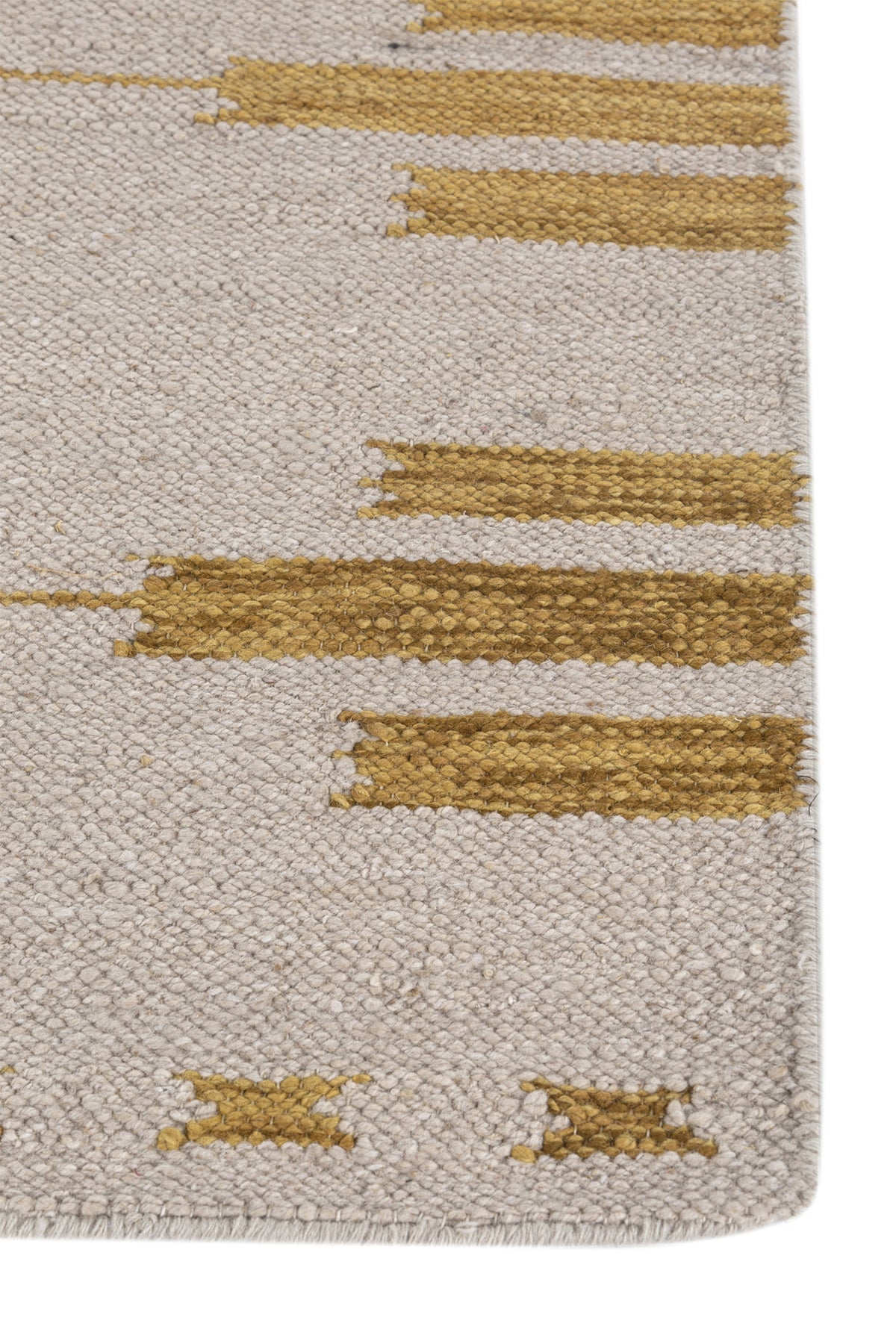 Jaipur Rugs Soft Ikat 5X8 Feet Rug| Linen White & Sunflower Hand Knotted Dhurrie Carpet For Living Room