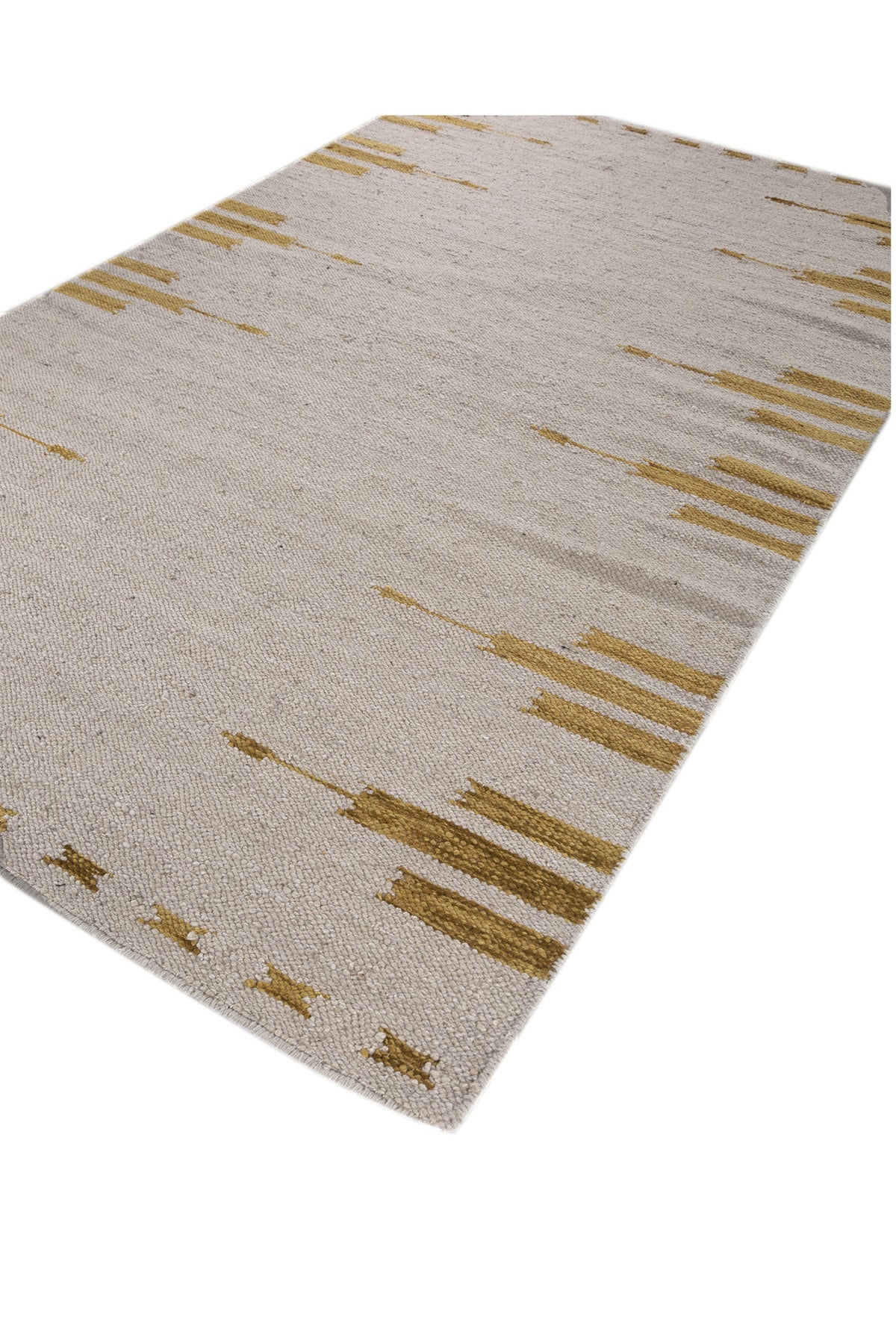 Jaipur Rugs Soft Ikat 5X8 Feet Rug| Linen White & Sunflower Hand Knotted Dhurrie Carpet For Living Room