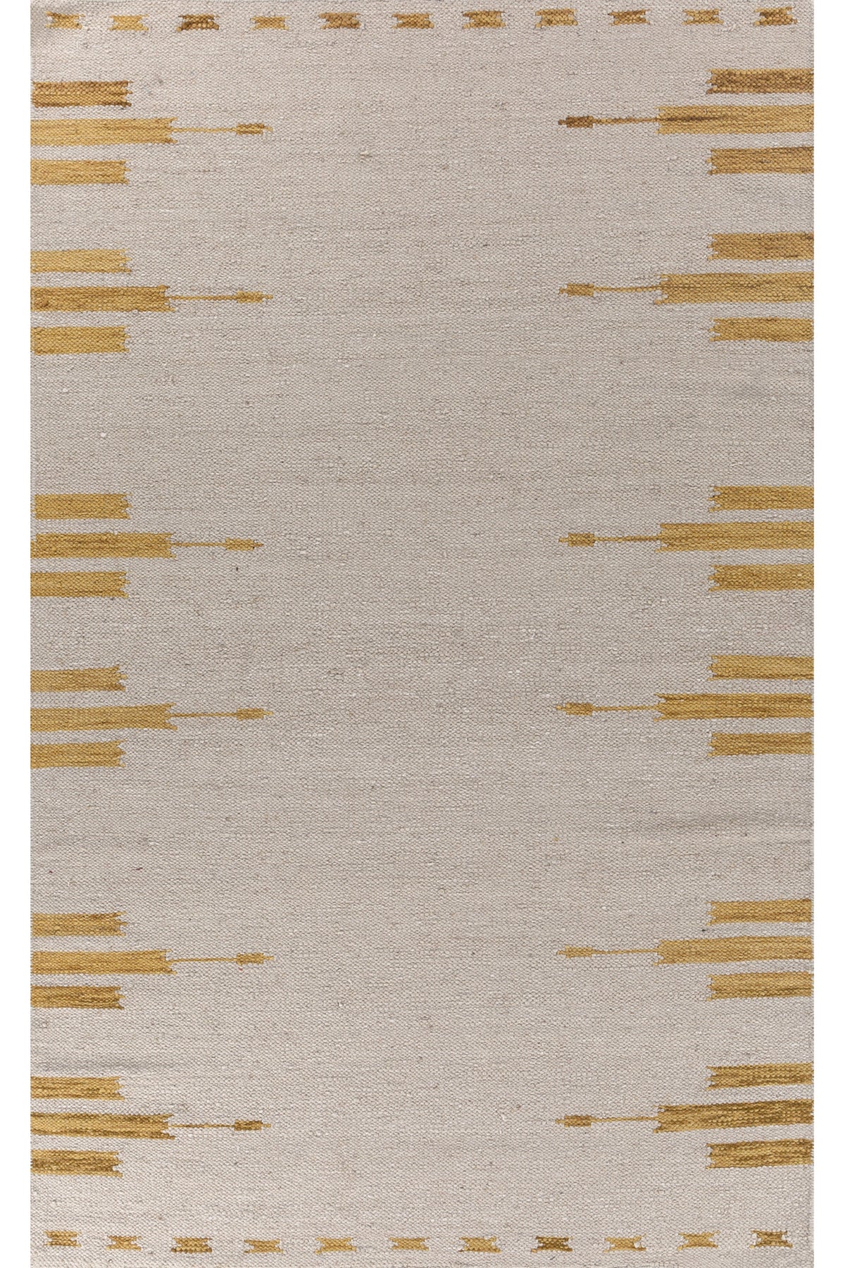 Jaipur Rugs Soft Ikat 5X8 Feet Rug| Linen White & Sunflower Hand Knotted Dhurrie Carpet For Living Room