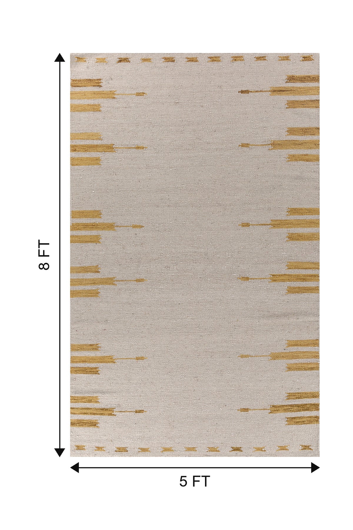 Jaipur Rugs Soft Ikat 5X8 Feet Rug| Linen White & Sunflower Hand Knotted Dhurrie Carpet For Living Room