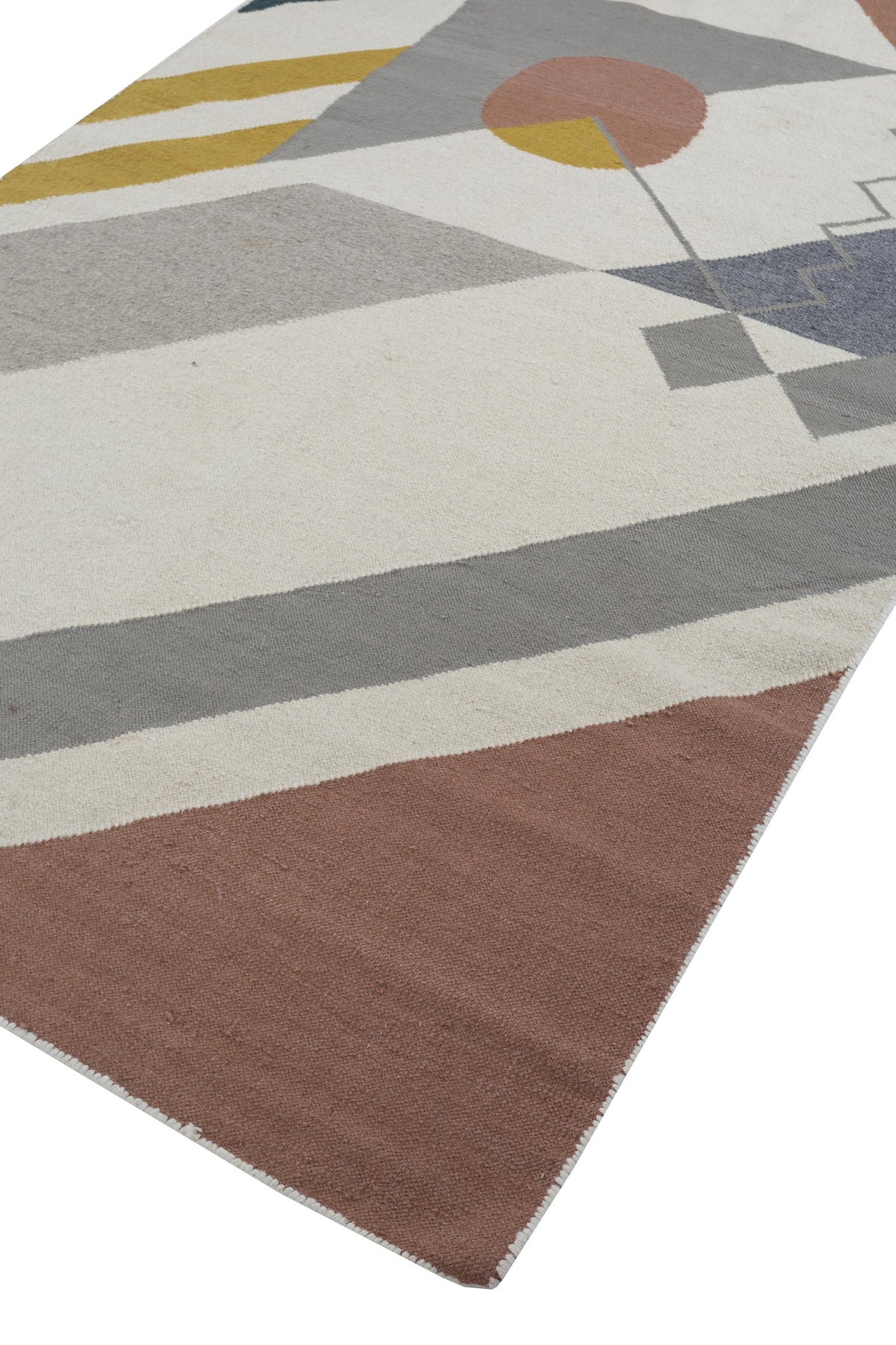 Jaipur Rugs Soft Geomatric 5X8 Feet Rug| Undyed White & Medium Gray Hand Knotted Dhurrie Carpet For Living Room