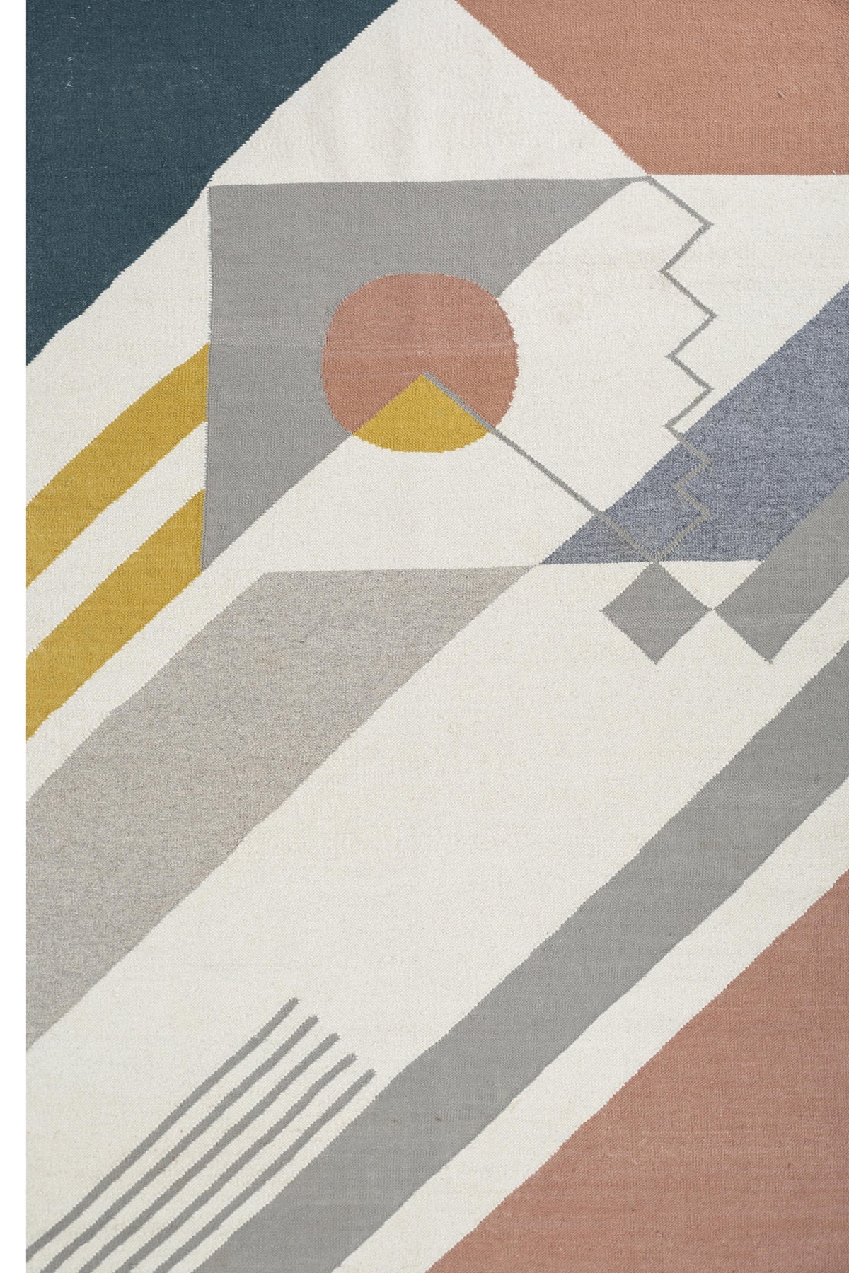 Jaipur Rugs Soft Geomatric 5X8 Feet Rug| Undyed White & Medium Gray Hand Knotted Dhurrie Carpet For Living Room