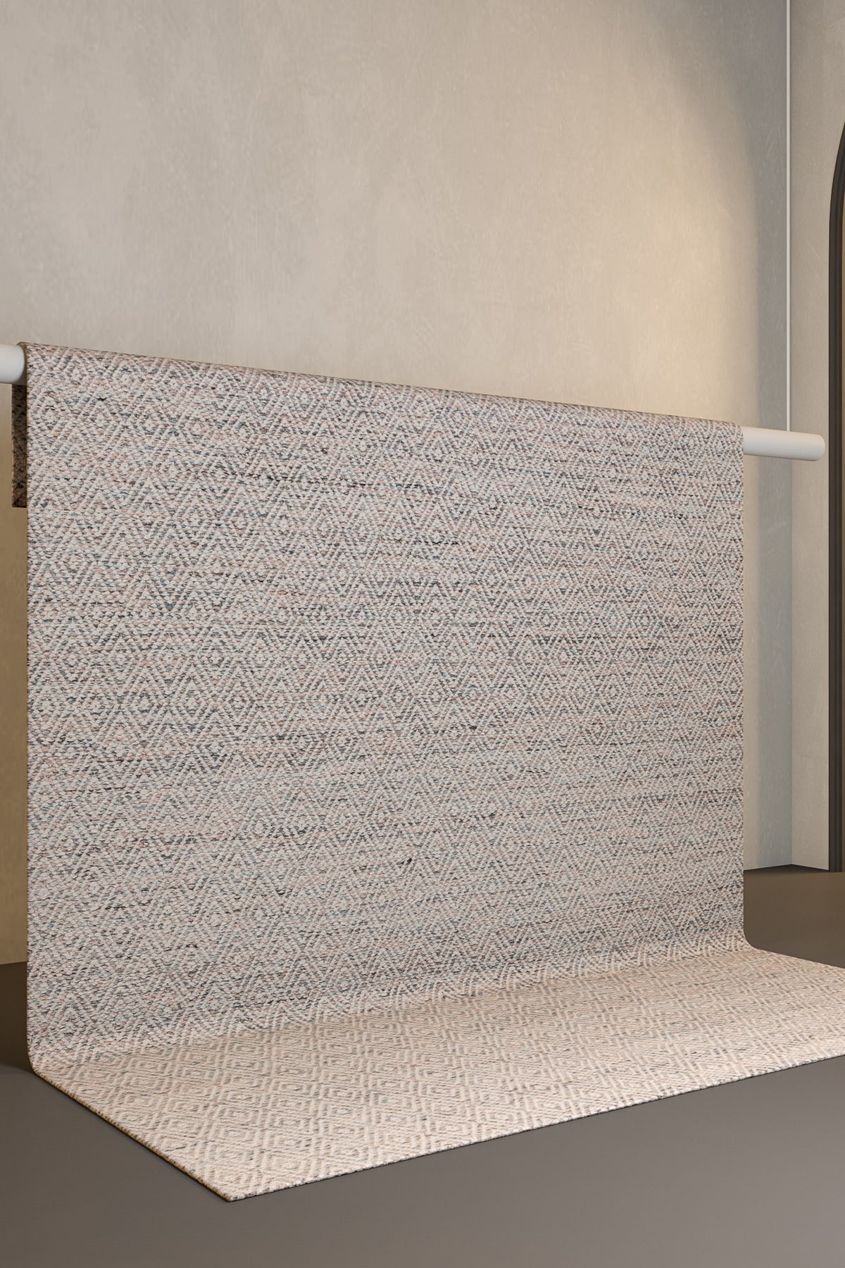 Jaipur Rugs Soft Diamond 5X8 Feet Rug| Light Coral & Undyed White Hand Knotted Dhurrie Carpet For Living Room