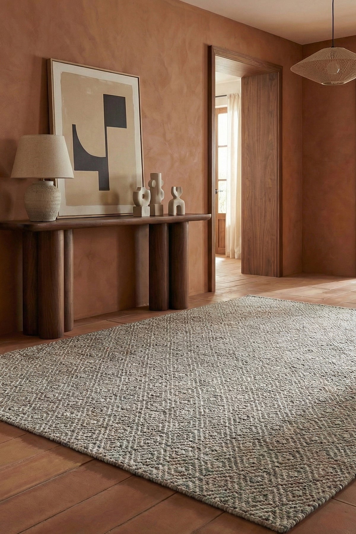 Jaipur Rugs Soft Diamond 6X9 Feet Rug| Slate Gray & Silver Ash Hand Knotted Dhurrie Carpet For Living Room