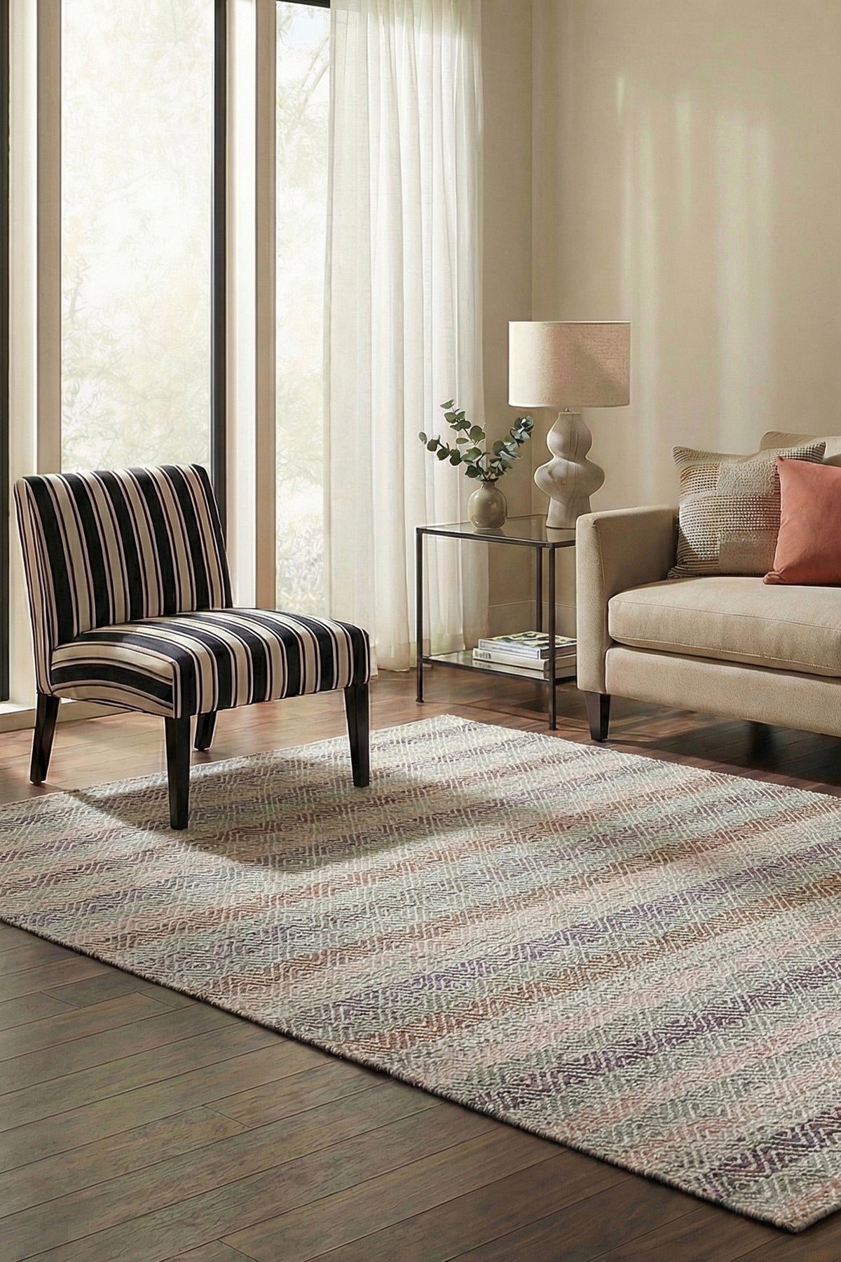 Jaipur Rugs Soft Diamond 6X9 Feet Rug| Deep Navy & Silver Ash Hand Knotted Dhurrie Carpet For Living Room