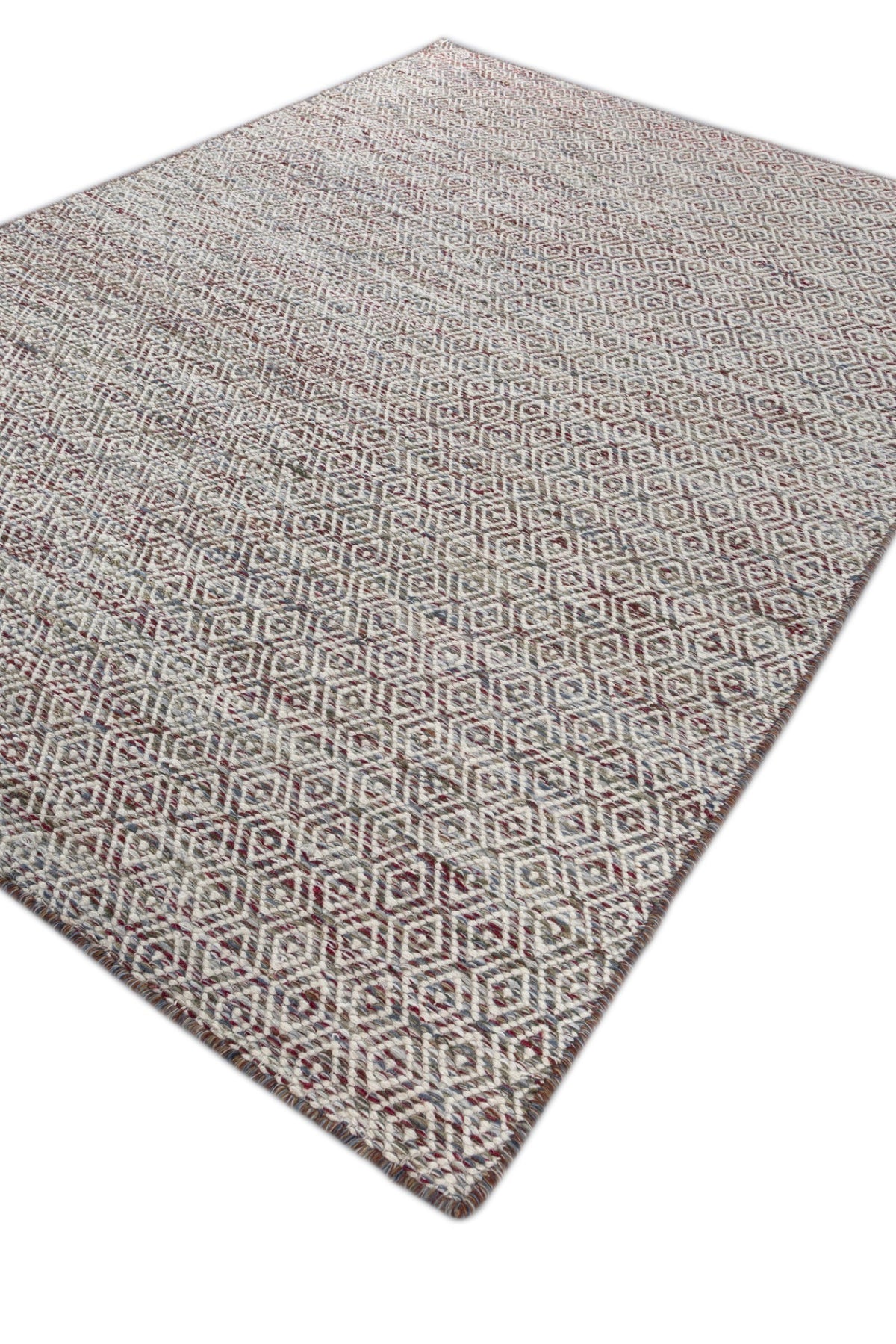 Jaipur Rugs Soft Diamond 6X9 Feet Rug| Velvet Red & Undyed White Hand Knotted Dhurrie Carpet For Living Room