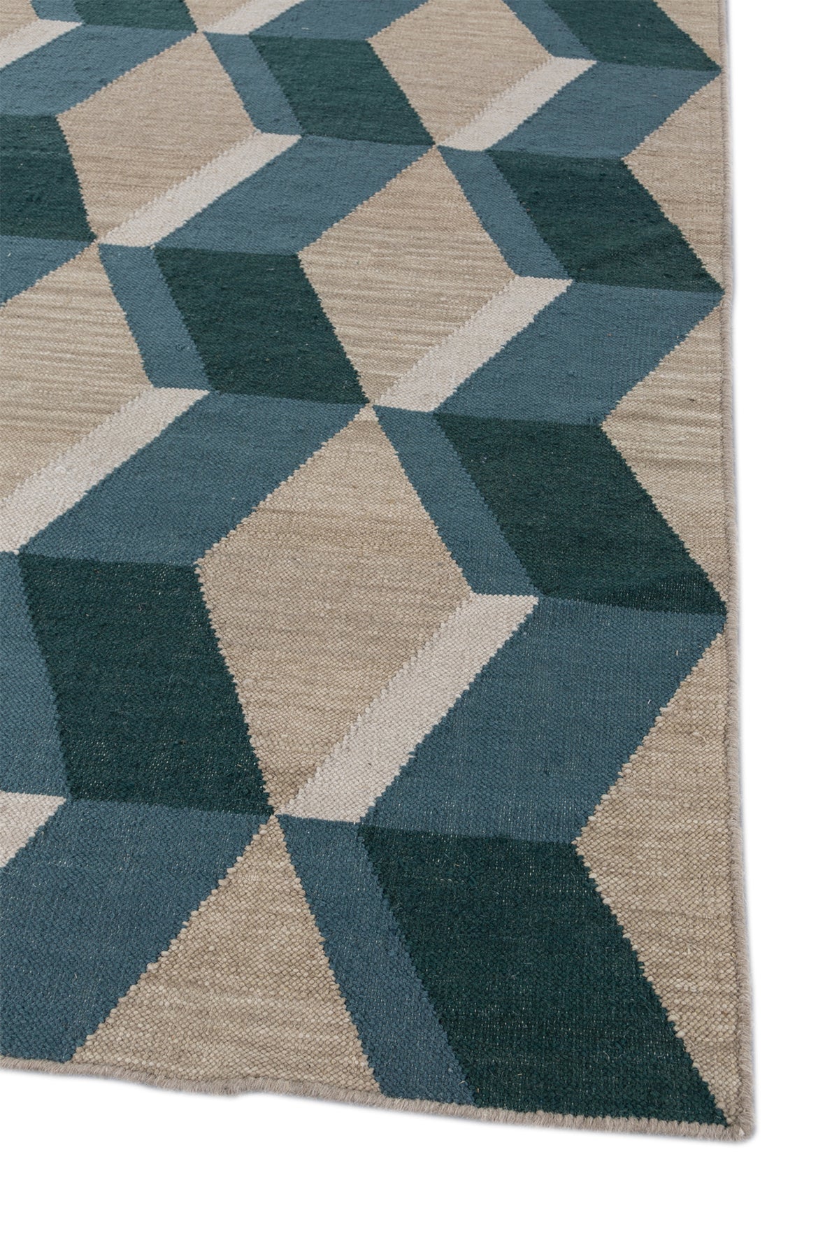 Jaipur Rugs Soft Isomatric Cube 5X8 Feet Rug| Soft Beige & Capri Hand Knotted Dhurrie Carpet For Living Room
