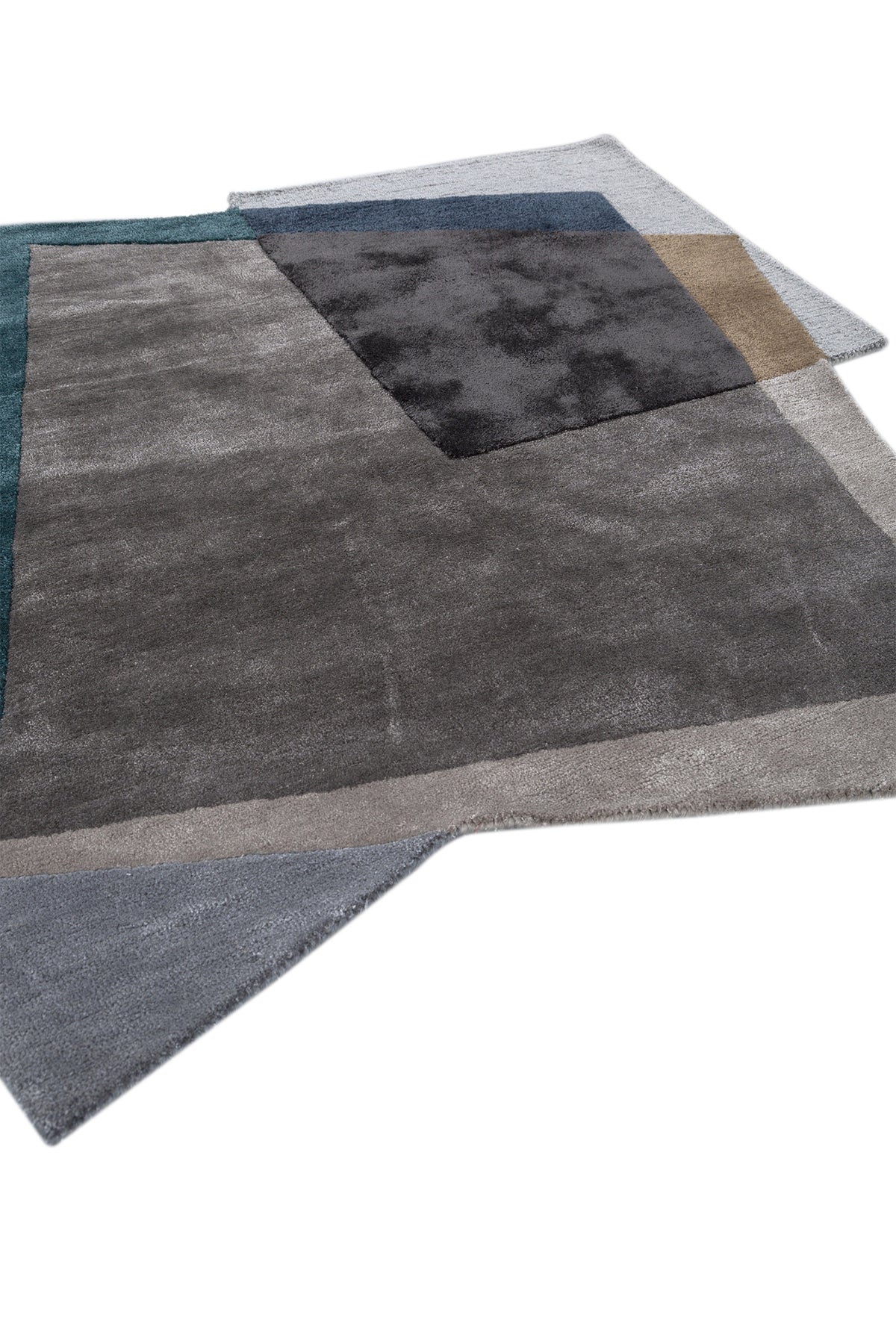 Jaipur Rugs Soft Abstract 4X3'8 Feet Rug| Charcoal Slate & Pearl Blue Hand Tufted Rug Carpet For Living Room