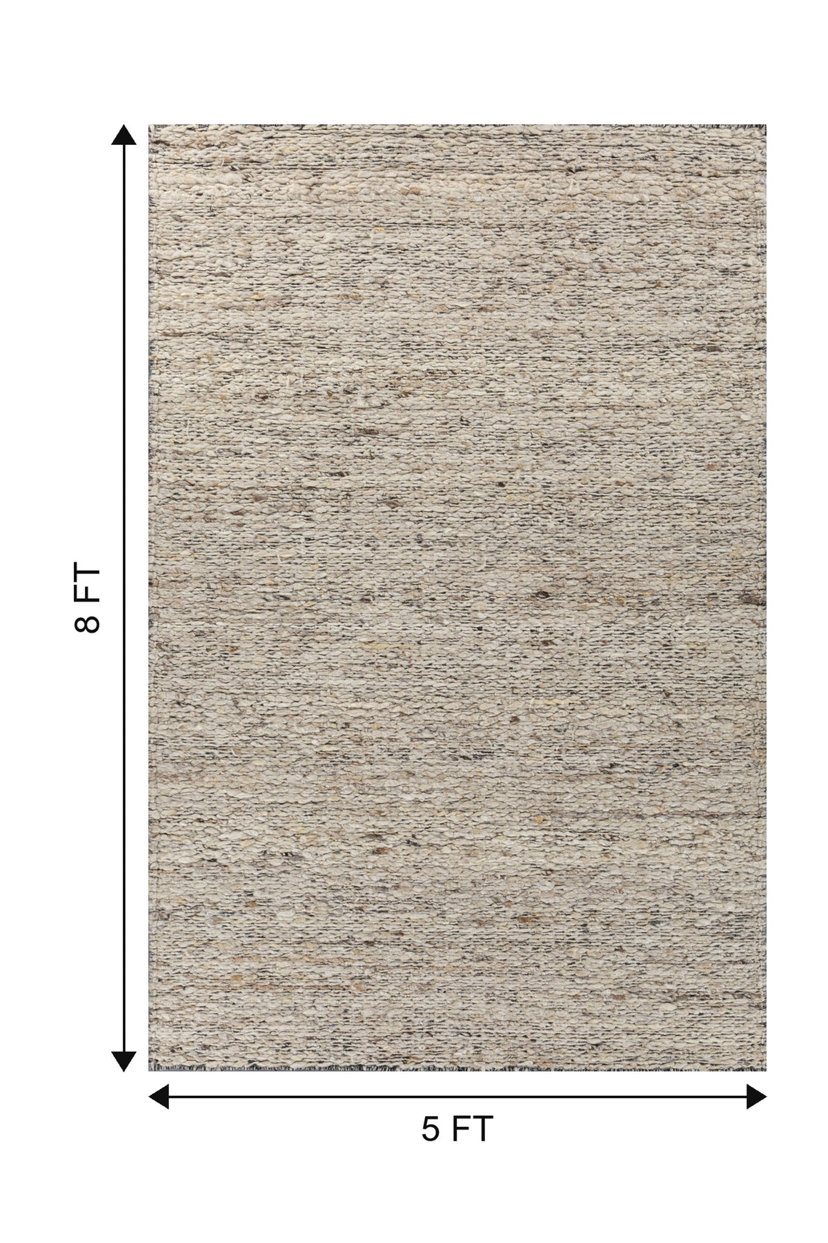 Jaipur Rugs Soft Textured 5X8 Feet Rug| Dark Frost Gray & Natural Cream Hand Knotted Dhurrie Carpet For Living Room