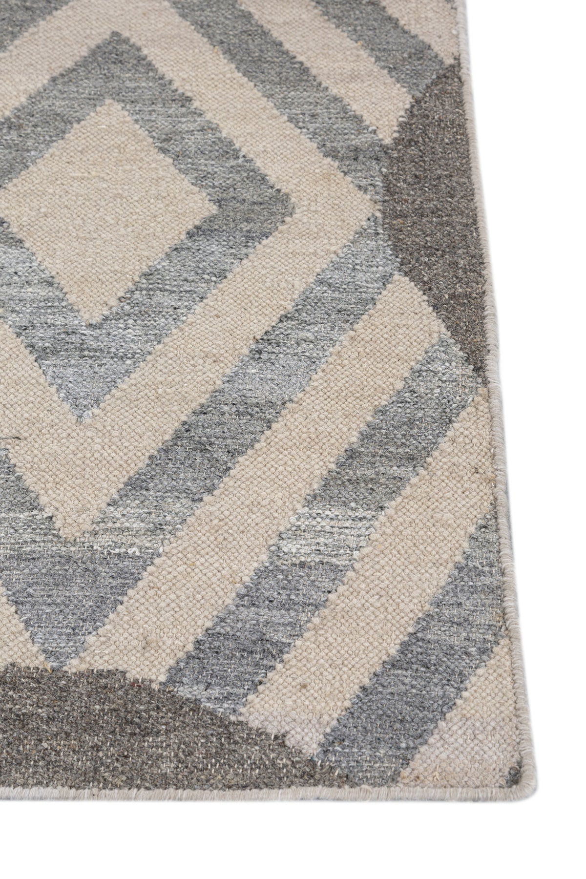 Jaipur Rugs Soft Modern Geomatric 5X8 Feet Rug| Antique White & Steel Wool Hand Knotted Dhurrie Carpet For Living Room