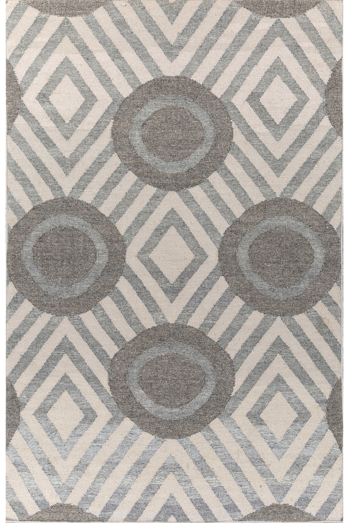 Jaipur Rugs Soft Modern Geomatric 5X8 Feet Rug| Antique White & Steel Wool Hand Knotted Dhurrie Carpet For Living Room