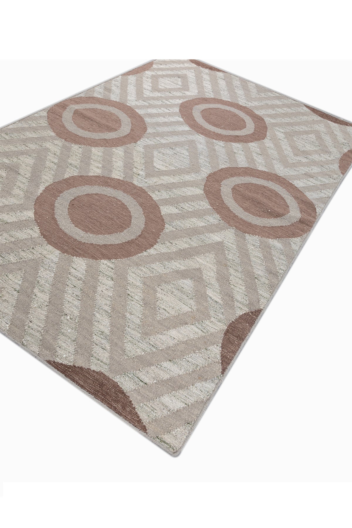 Jaipur Rugs Soft Modern Geomatric 5X8 Feet Rug| White Ice & Classic Gray Hand Knotted Dhurrie Carpet For Living Room