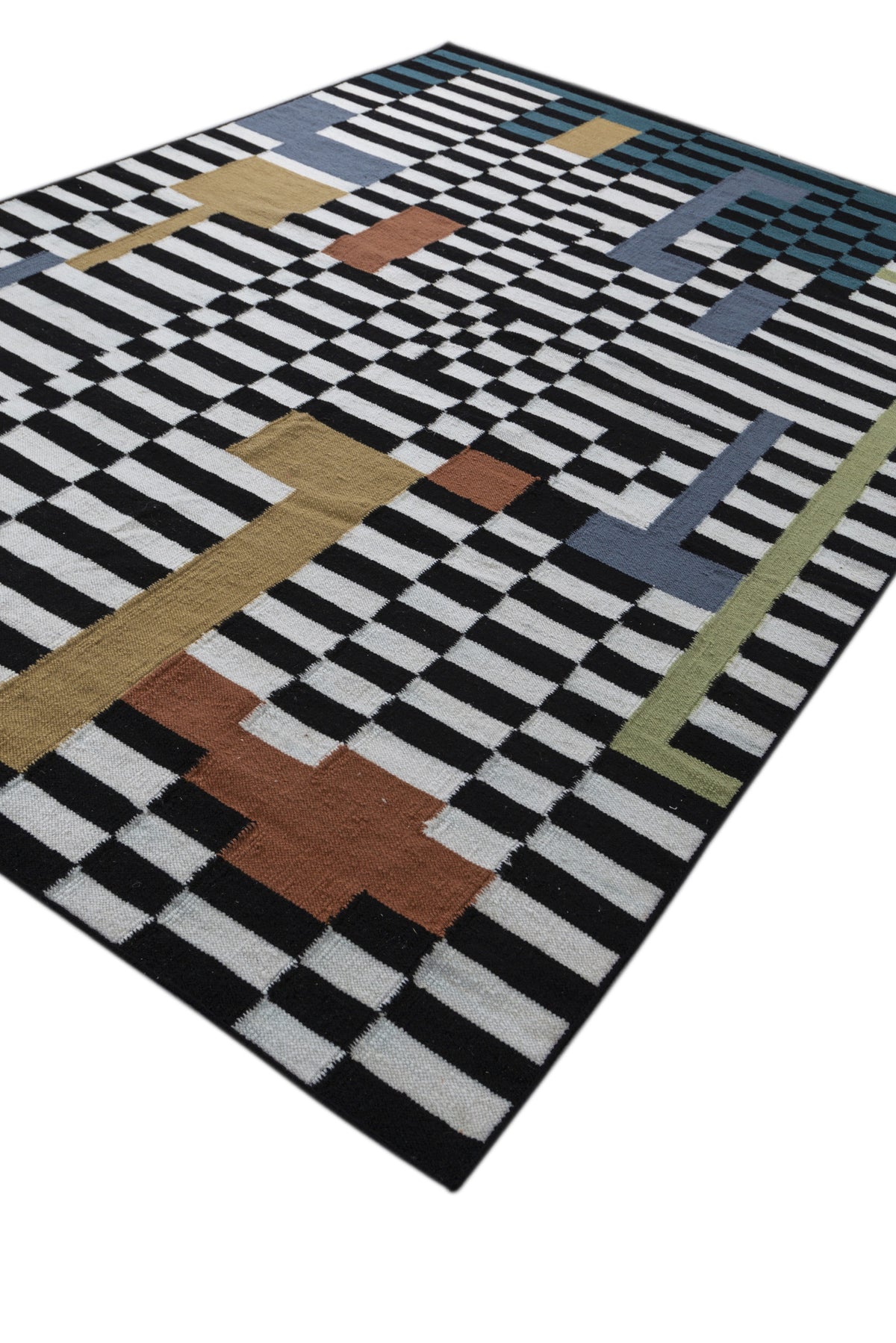 Jaipur Rugs Soft Striped 6X9 Feet Rug| Ebony & Undyed White Hand Knotted Dhurrie Carpet For Living Room