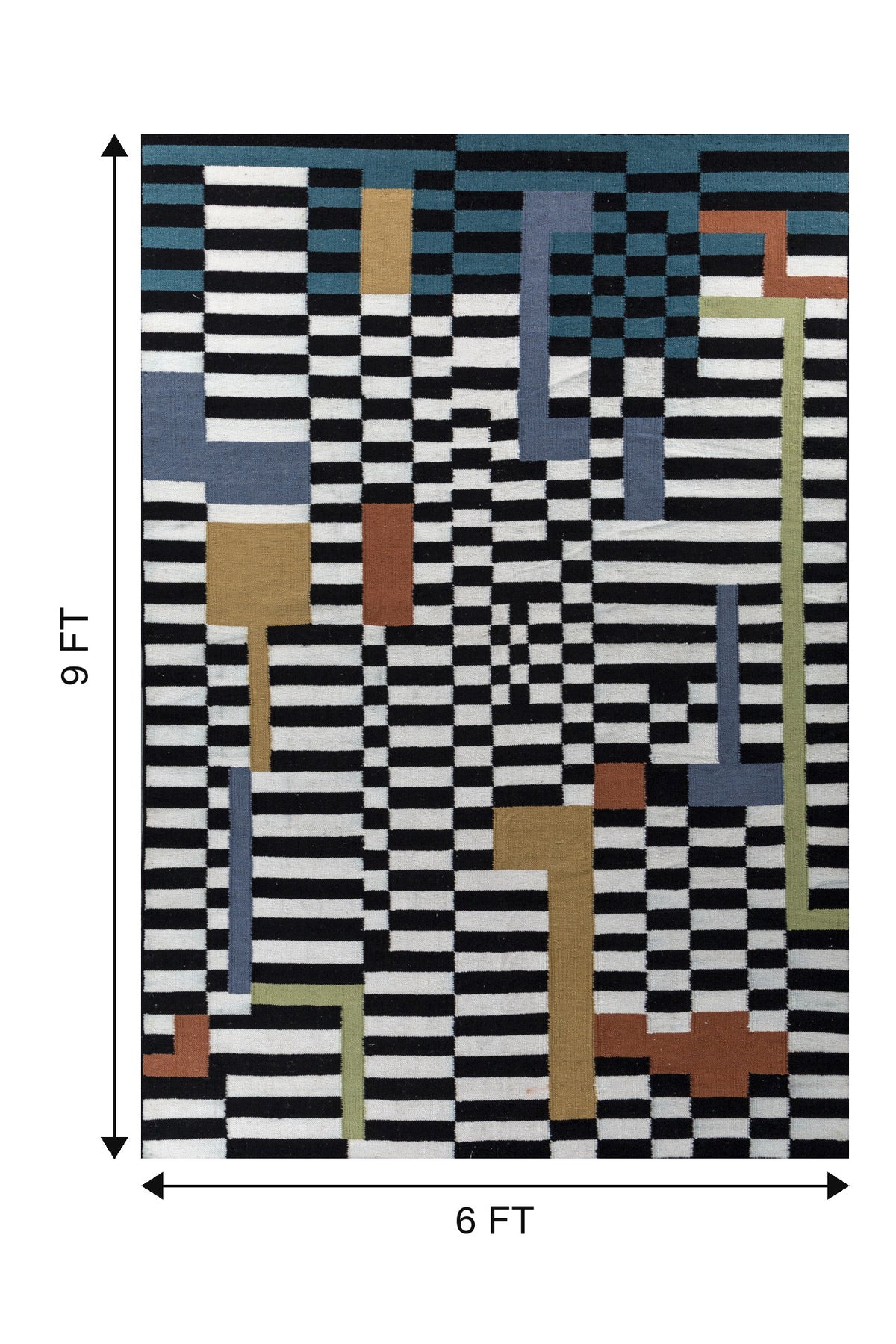 Jaipur Rugs Soft Striped 6X9 Feet Rug| Ebony & Undyed White Hand Knotted Dhurrie Carpet For Living Room