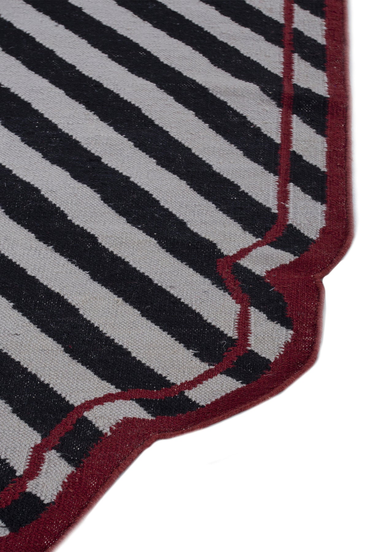 Jaipur Rugs Soft Striped 5X8 Feet Rug| Dove & Ebony Hand Knotted Dhurrie Carpet For Living Room
