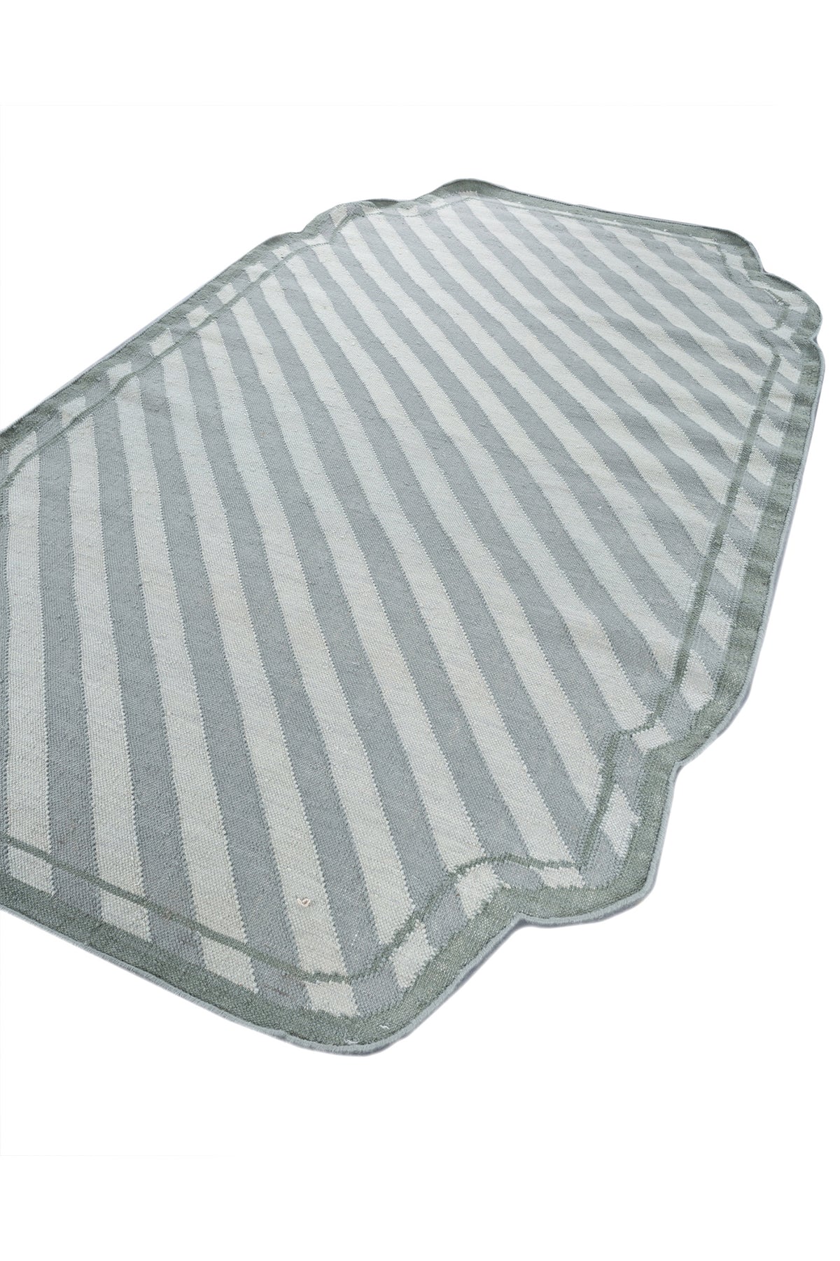 Jaipur Rugs Soft Striped 5X8 Feet Rug| Light Sea Mist & Silver Sea Moss Hand Knotted Dhurrie Carpet For Living Room